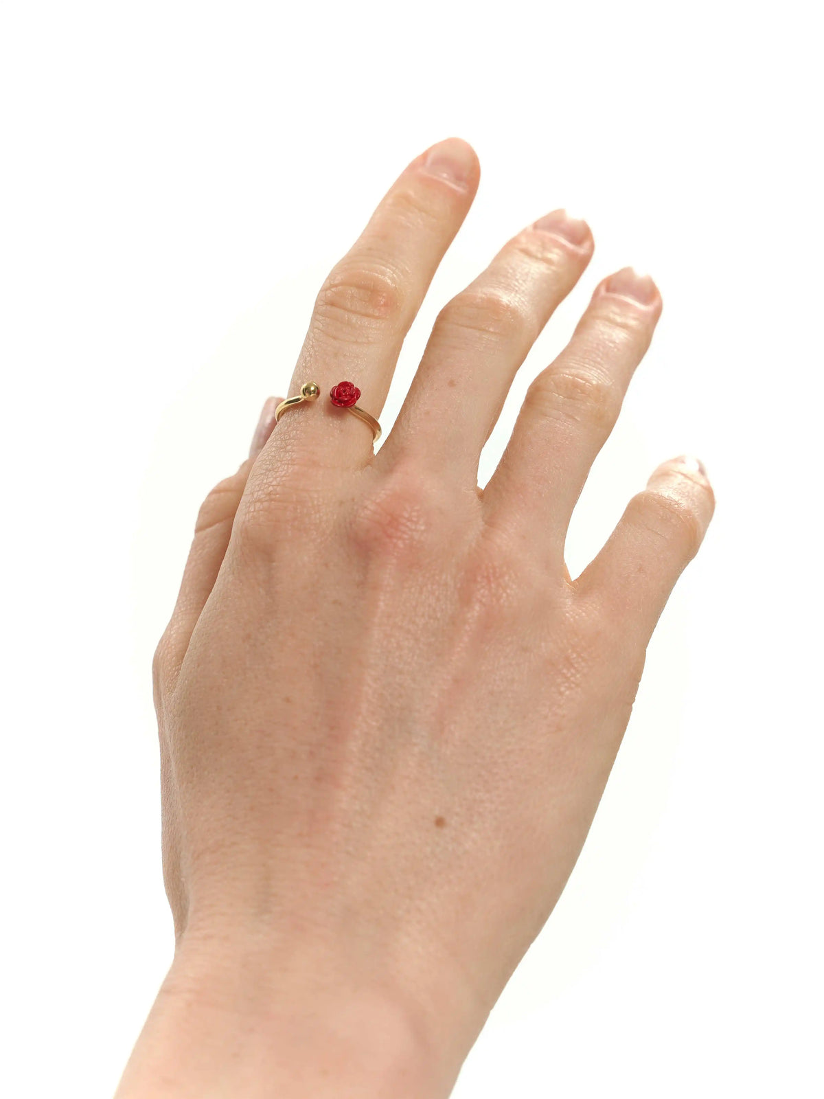 BLOSSOM gold-plated ring with red rose