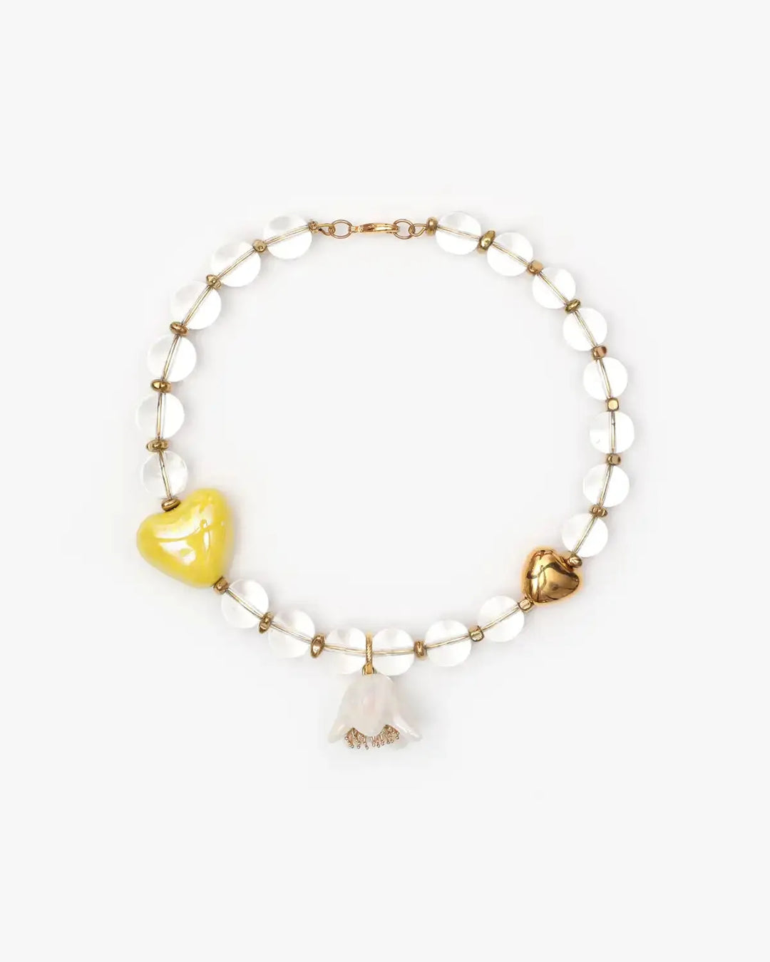 SKARB necklace with crystal, yellow heart and bellflower