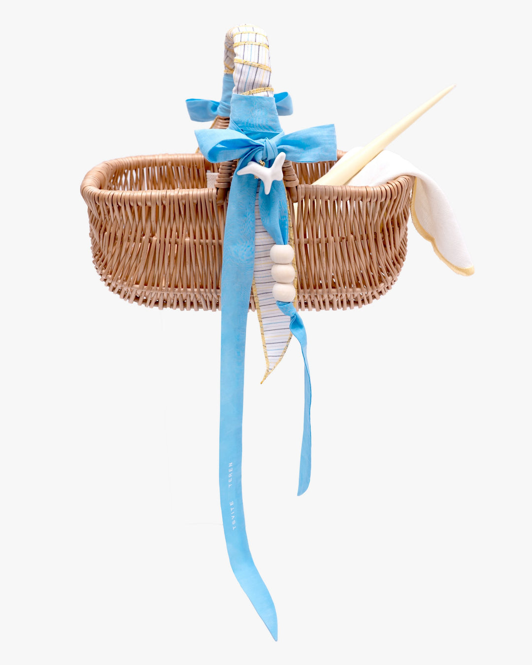 Basket KOLO medium with blue ribbons