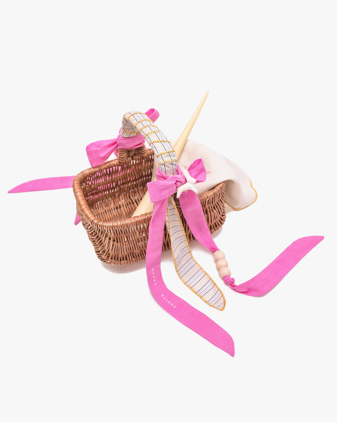 Великодній кошик KOLO малий з рожевими стрічками