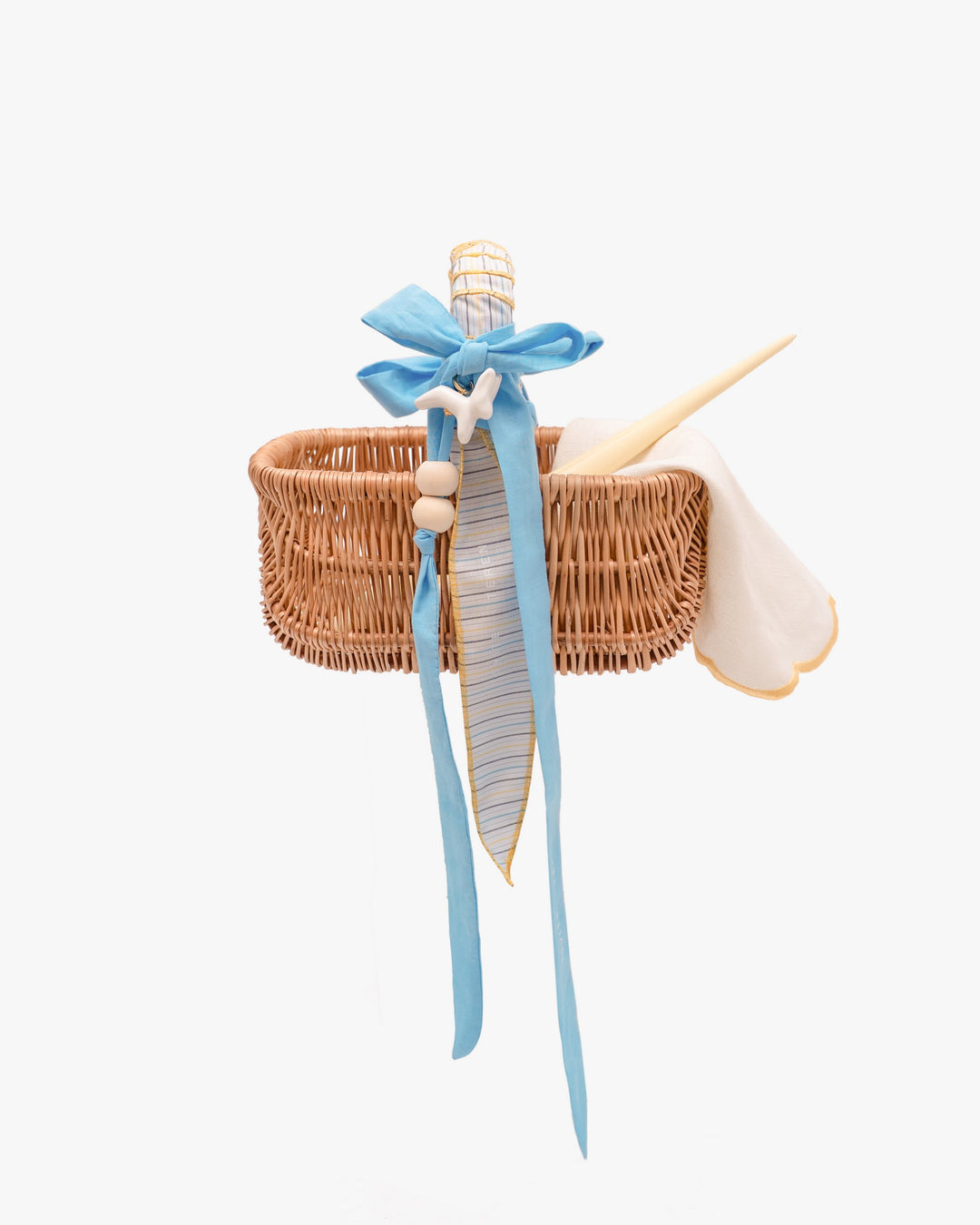 Basket KOLO small with blue ribbons