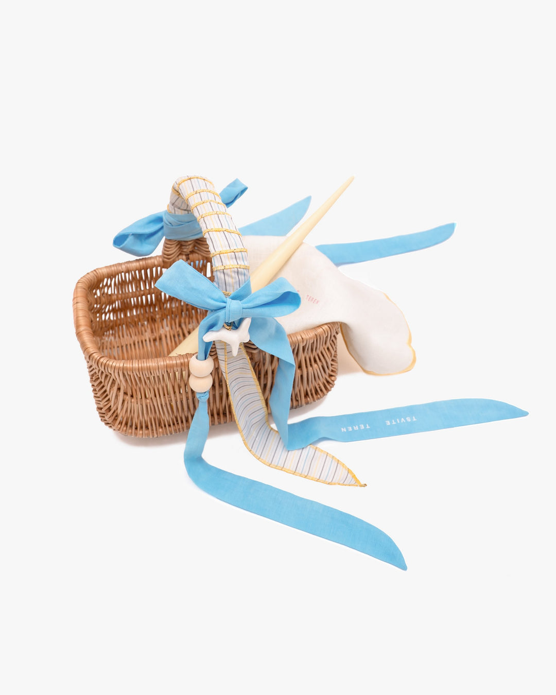 Basket KOLO small with blue ribbons