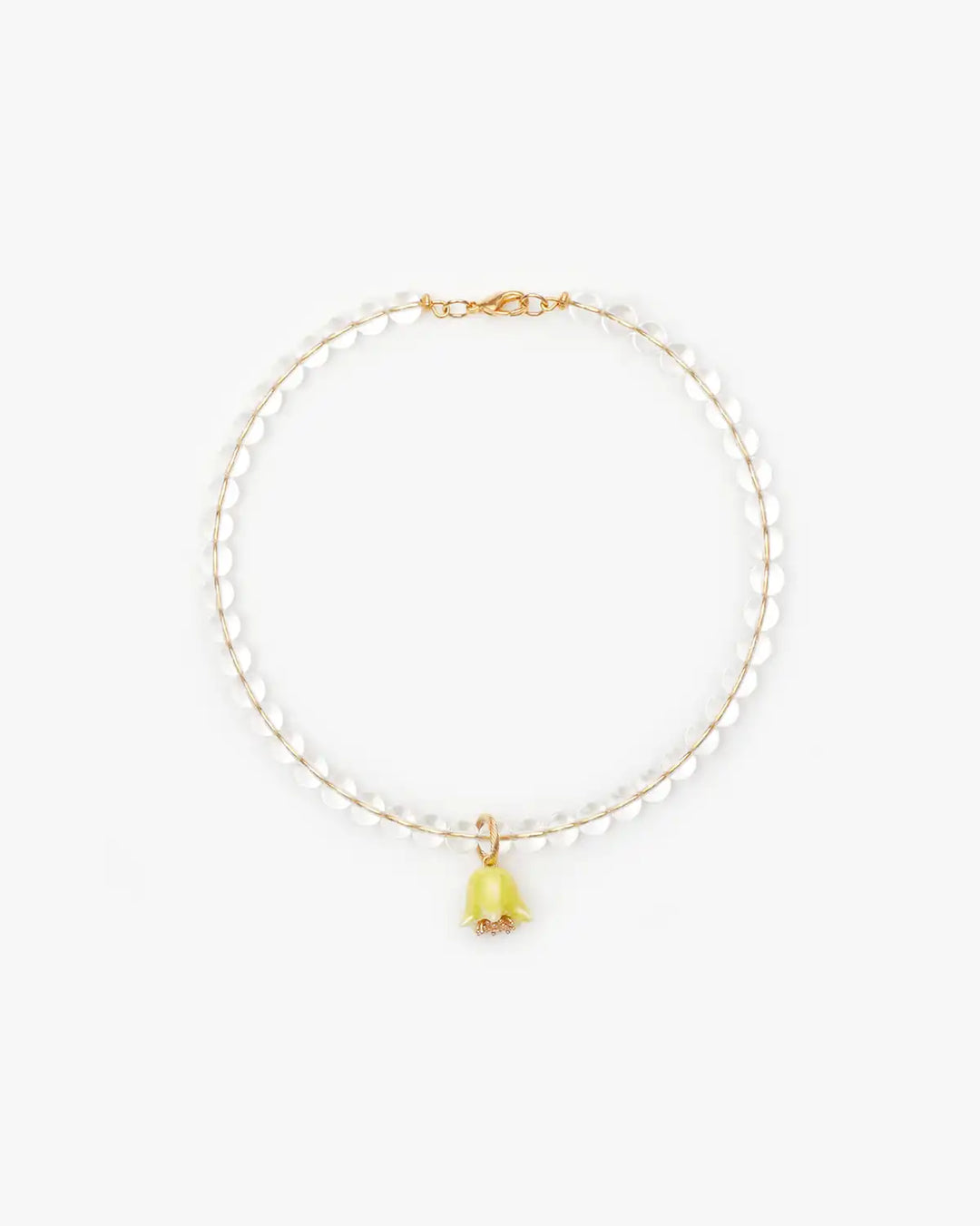 Polysk Necklace with Crystal and Small Yellow Bellflower