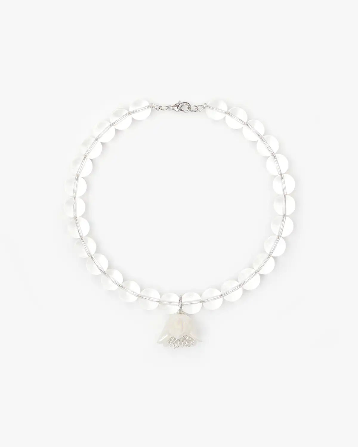 Polysk Necklace with Crystal and White Bellflower