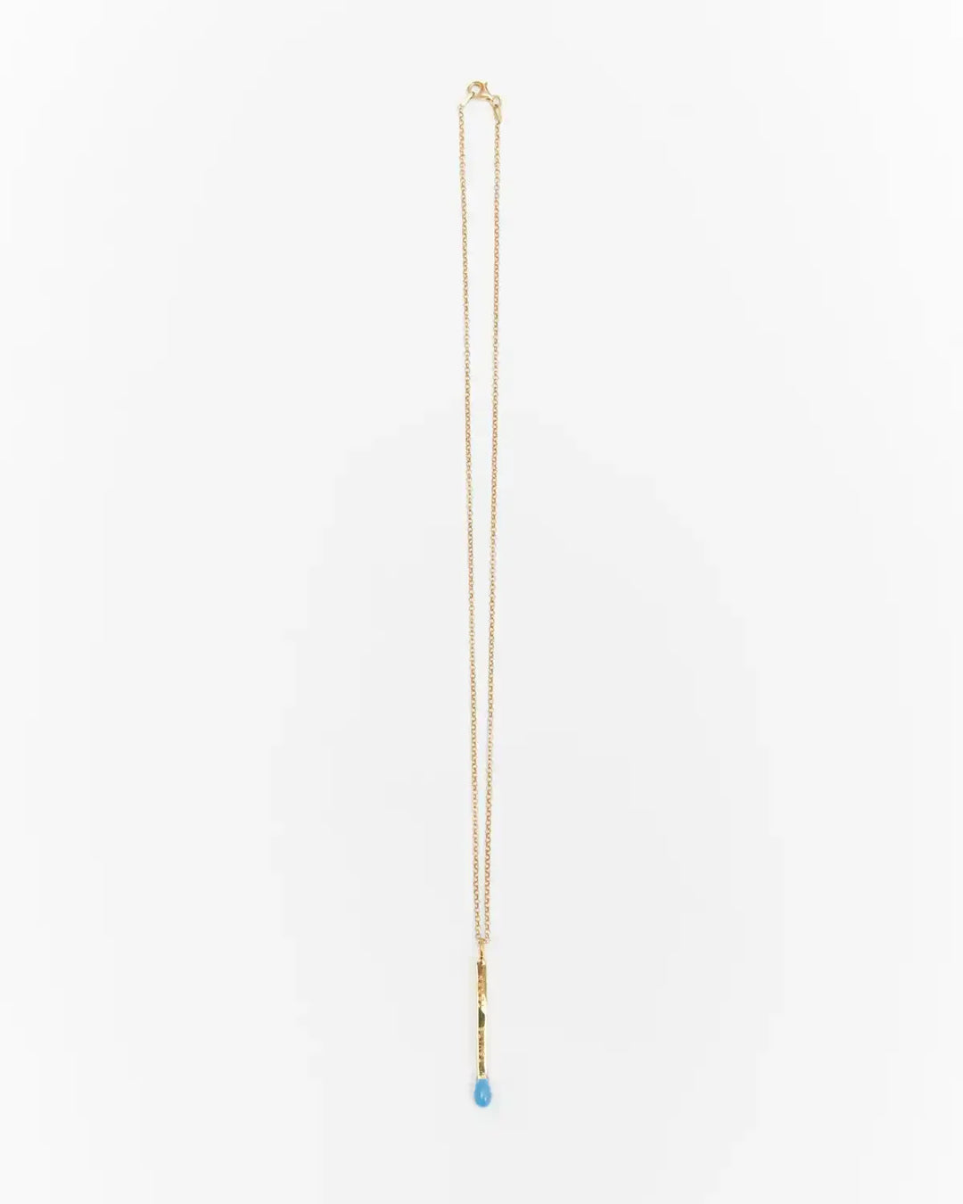 6.674 Gold-Plated Silver Matchstick Pendant with Blue Enamel