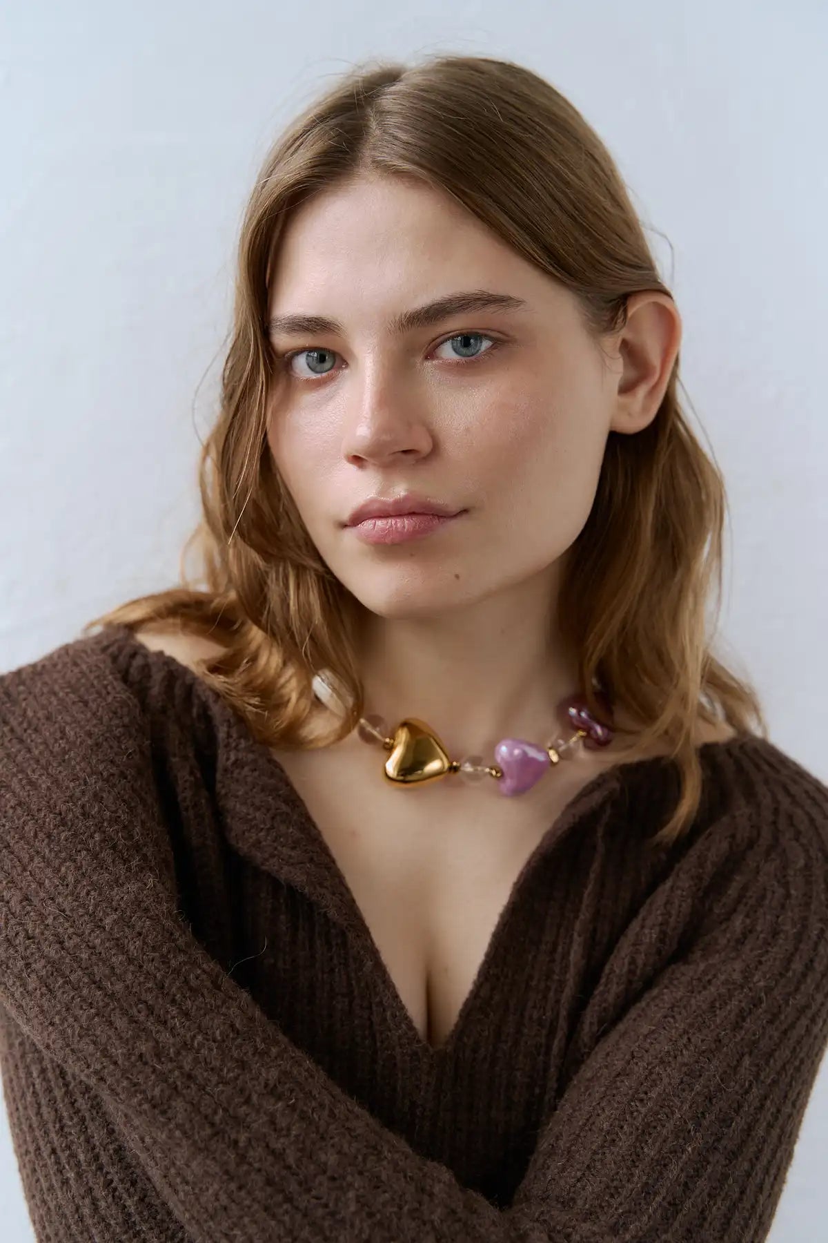 Skarb Necklace with Rock Crystal and Hearts