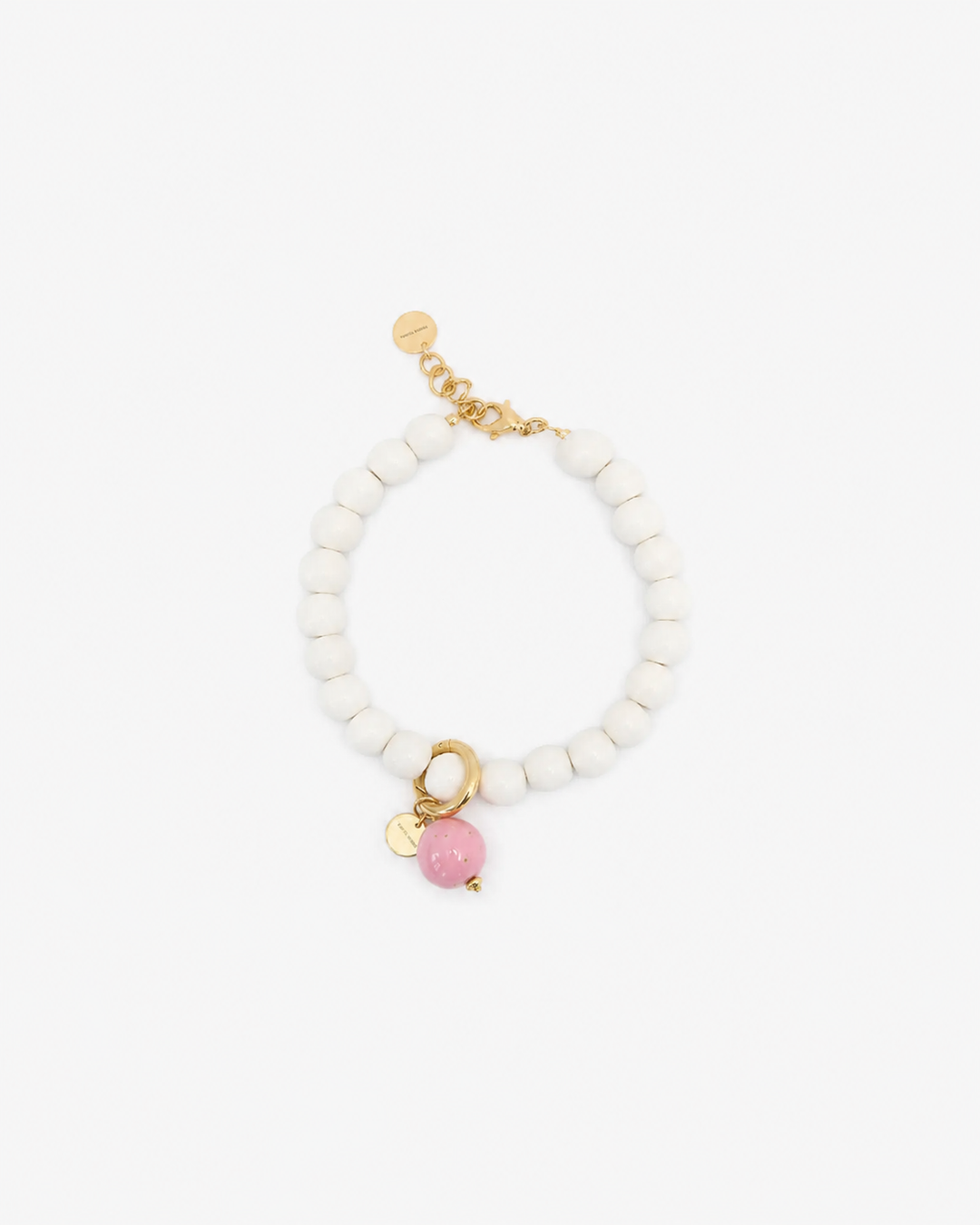 Fußkettchen LILY Almond Blossom mit rosa Porzellanperle, goldene Beschläge