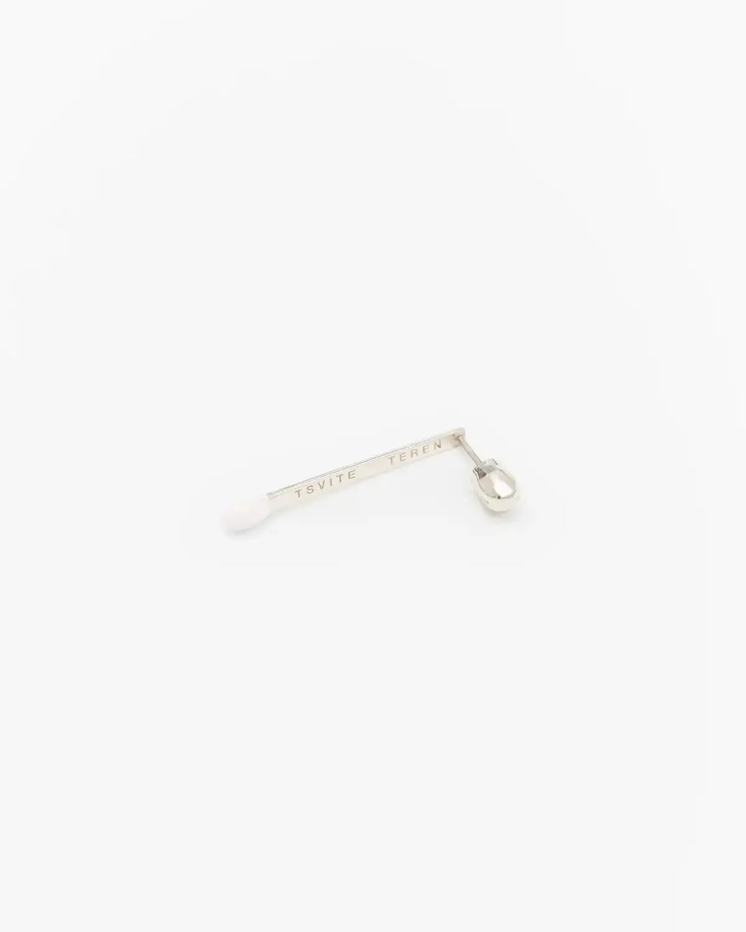 6.674 Earring in Long Silver Matchstick Shape with White Enamel