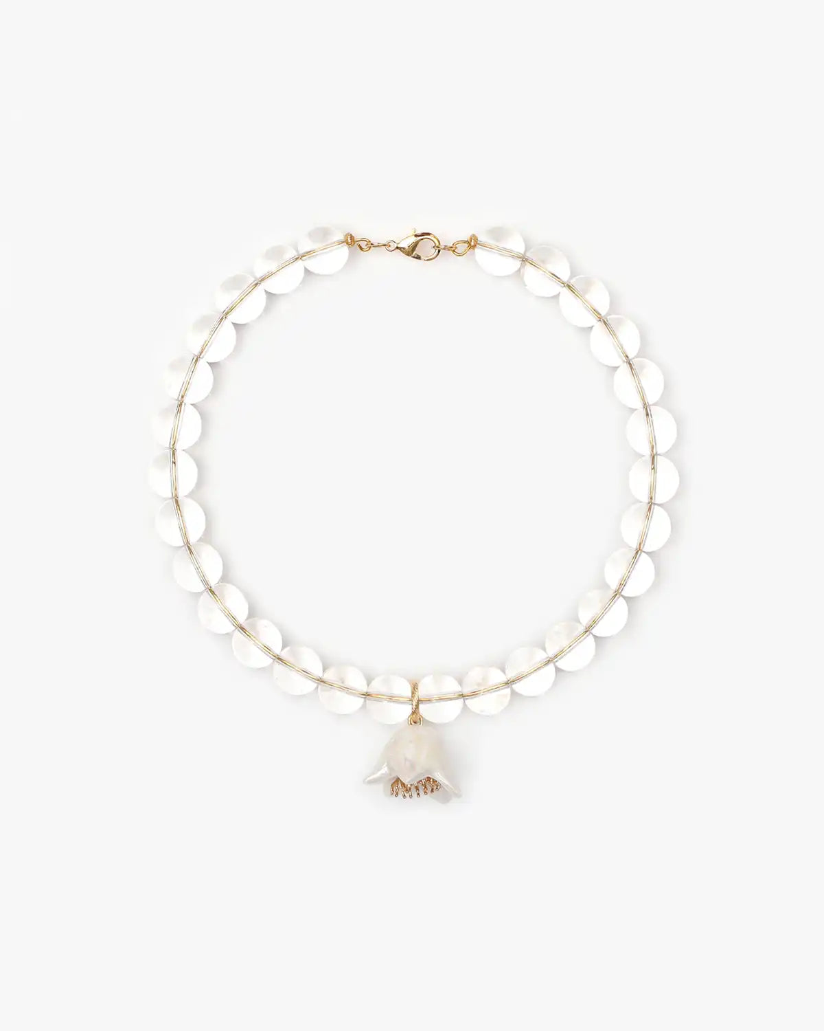 Polysk Necklace with Crystal and White Bellflower