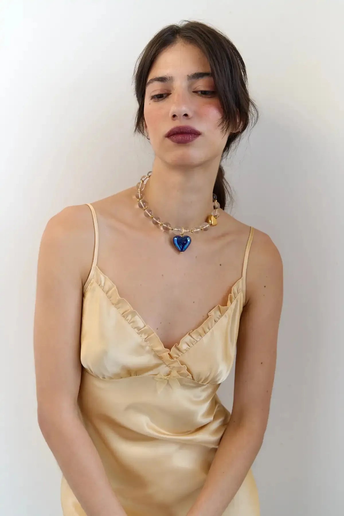SKARB necklace with crystal and blue heart