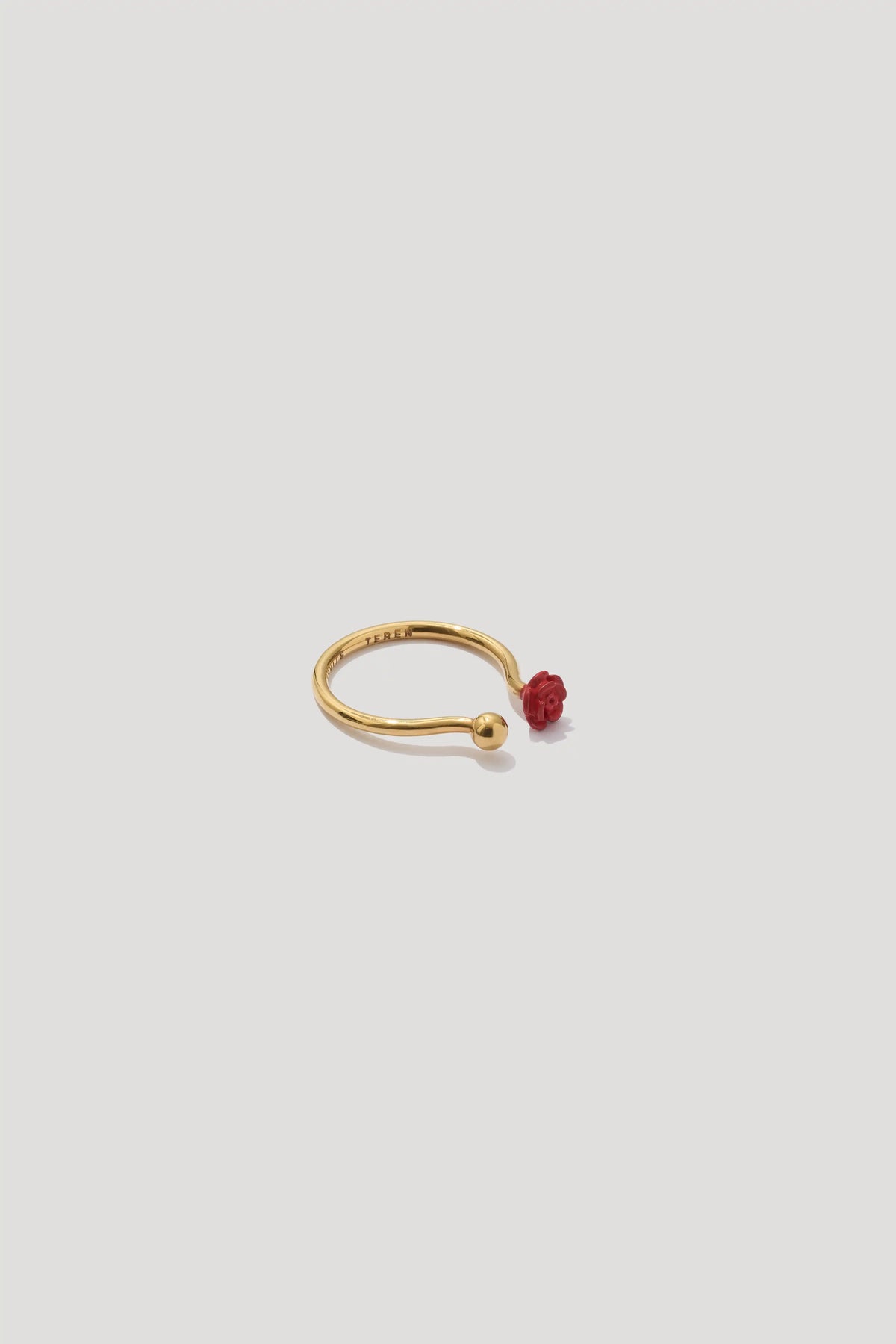 BLOSSOM gold-plated ring with red rose