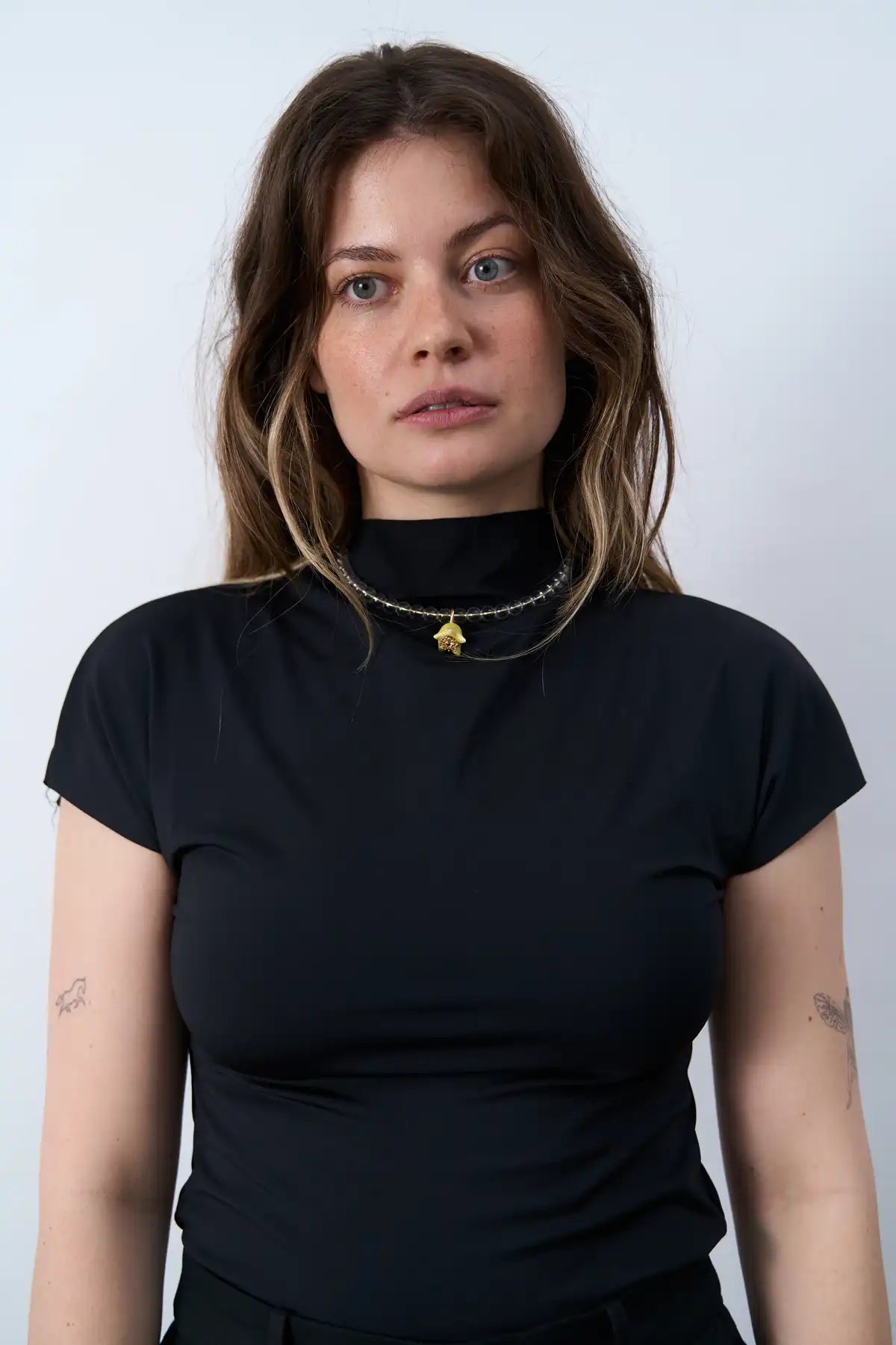 Polysk Necklace with Crystal and Small Yellow Bellflower