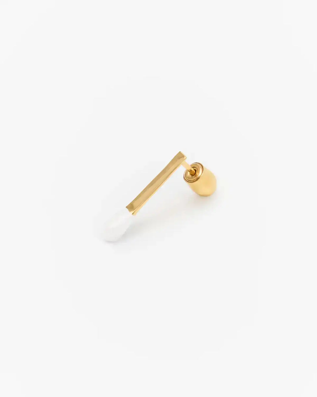 6.674 Earring in Short Gold-Plated Silver Matchstick Shape with White Enamel