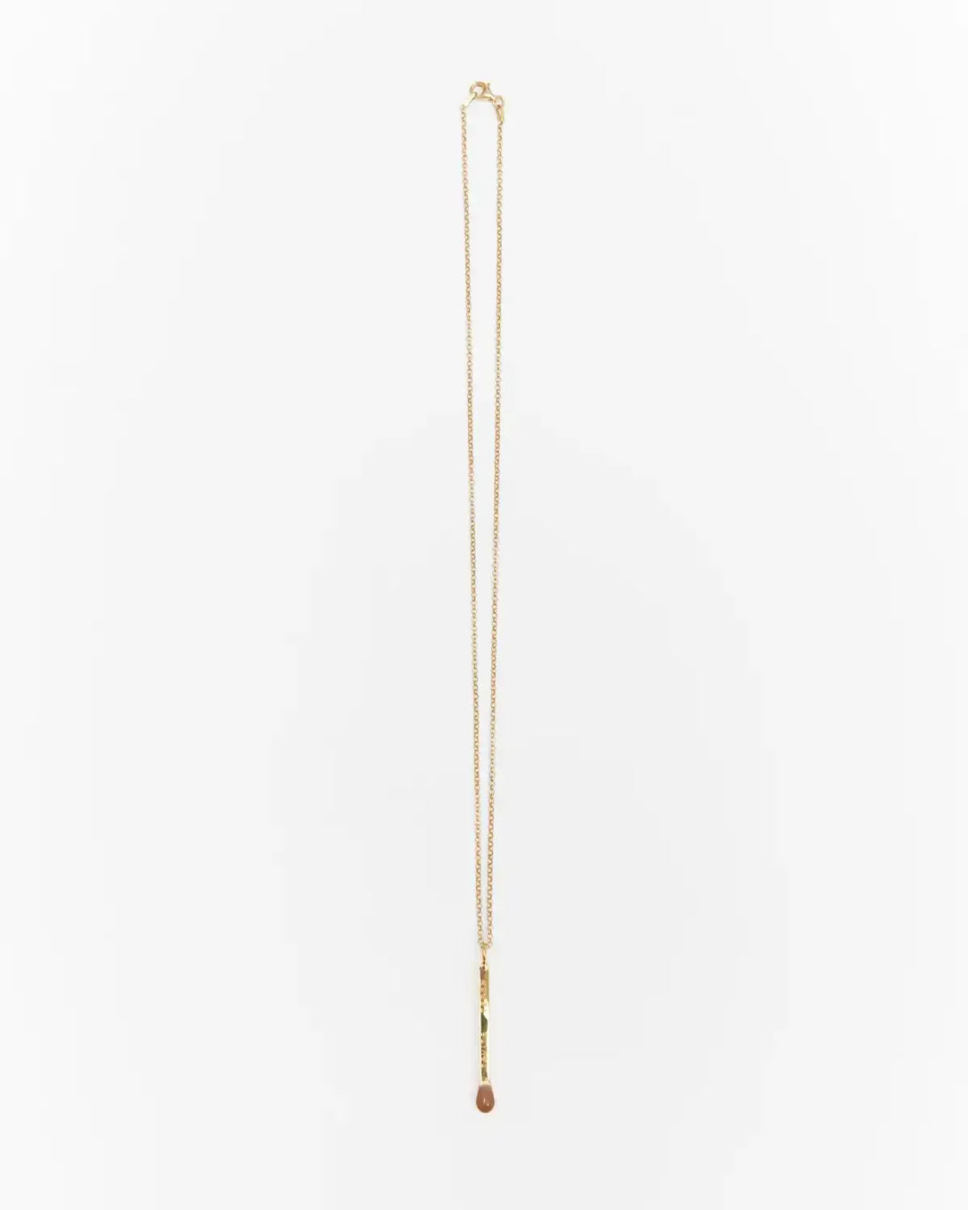 6.674 Gold-Plated Silver Matchstick Pendant with Brown Enamel