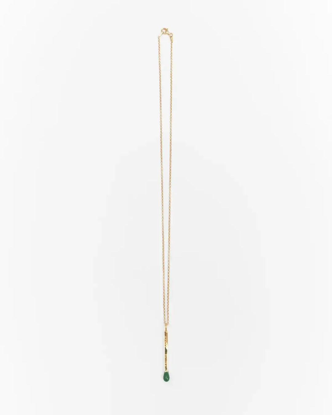 6.674 Gold-Plated Silver Matchstick Pendant with Green Enamel