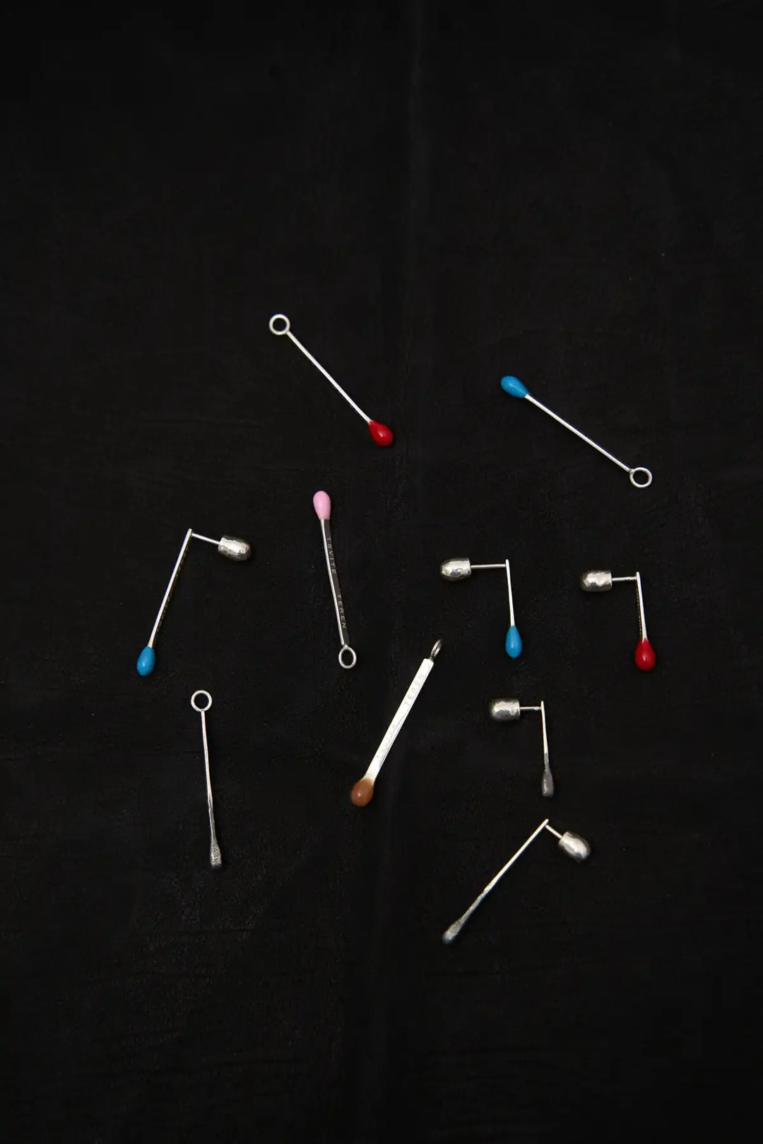 6.674 Silver Matchstick Pendant with Brown Enamel