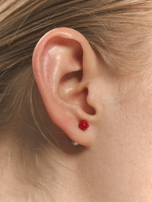 Ohrstecker BABY ROSE in roter Emaille