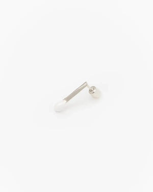 6.674 Earring in Short Silver Matchstick Shape with White Enamel