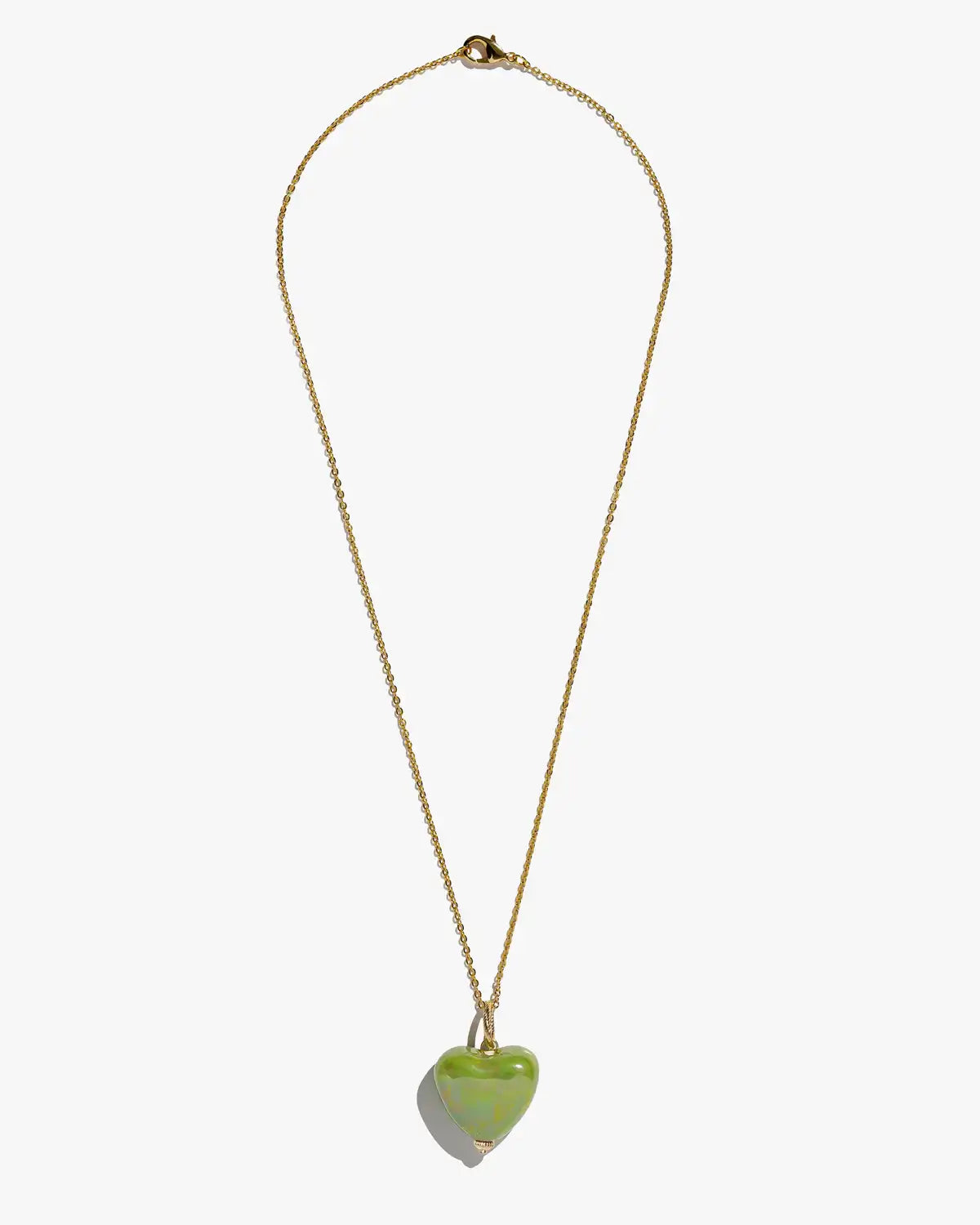 SKARB pendant with a green heart on a chain