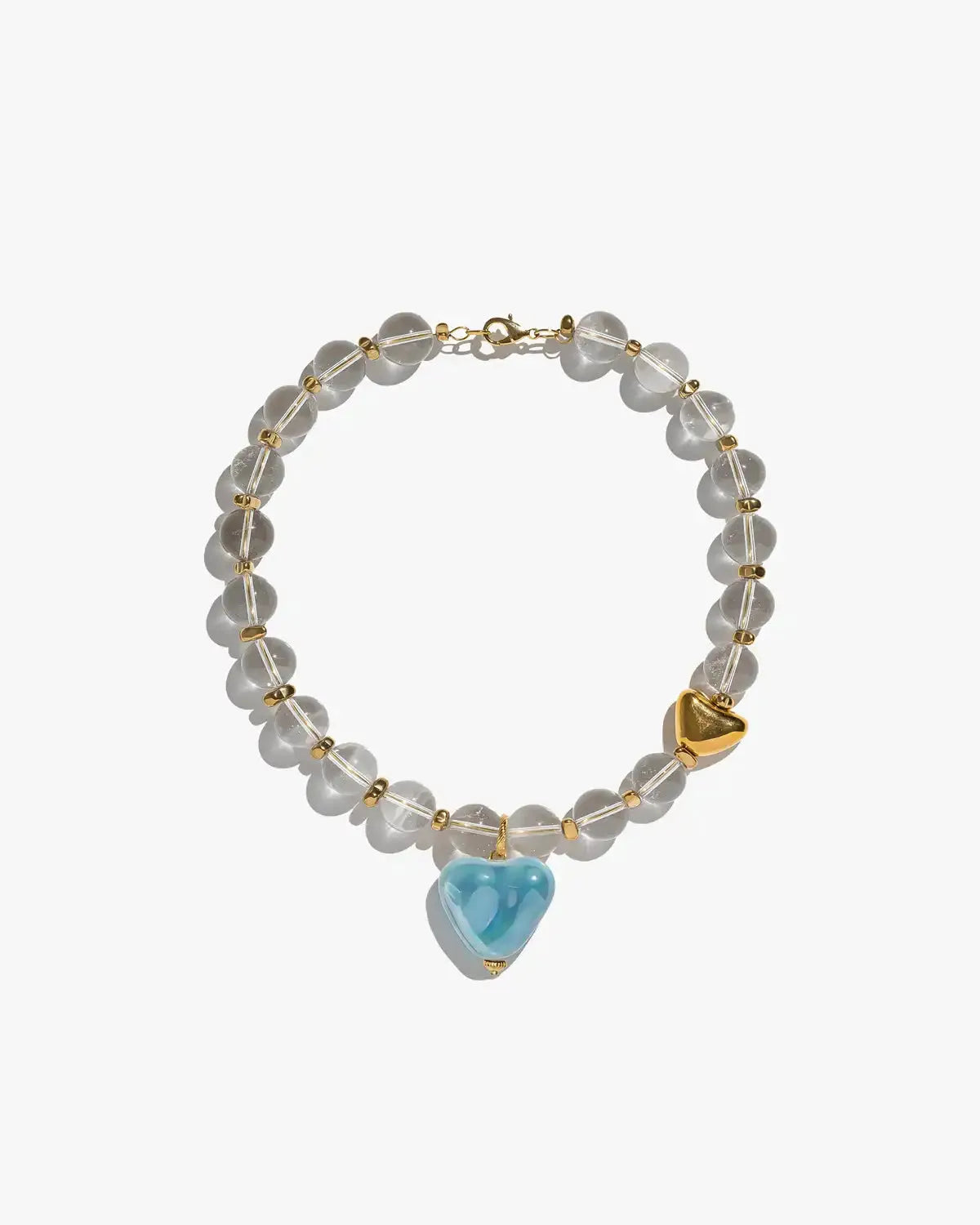SKARB necklace with crystal and sky-blue heart