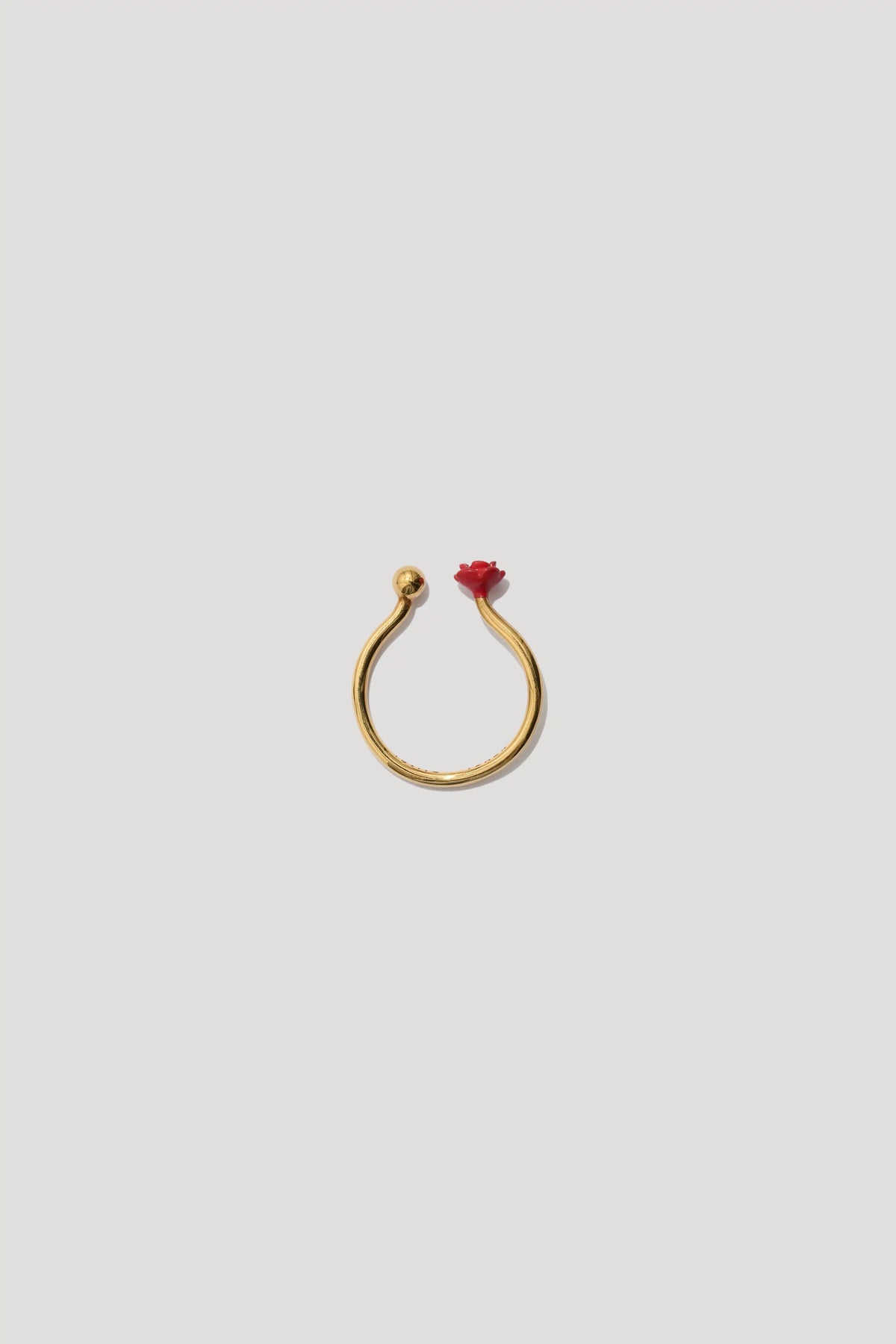 BLOSSOM gold-plated ring with red rose