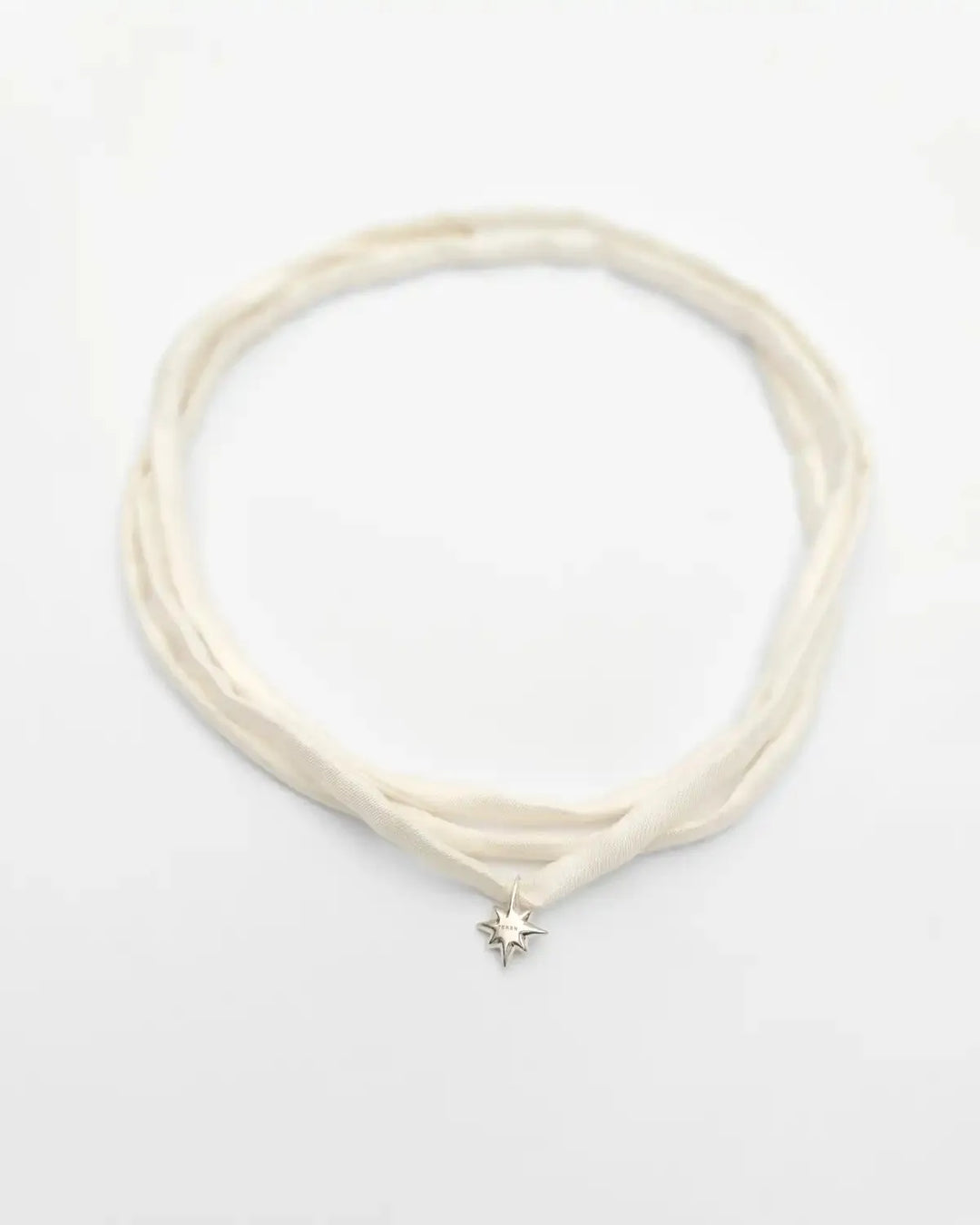 Drimota Silver Star Pendant with a Set of Thin Silk Ribbons