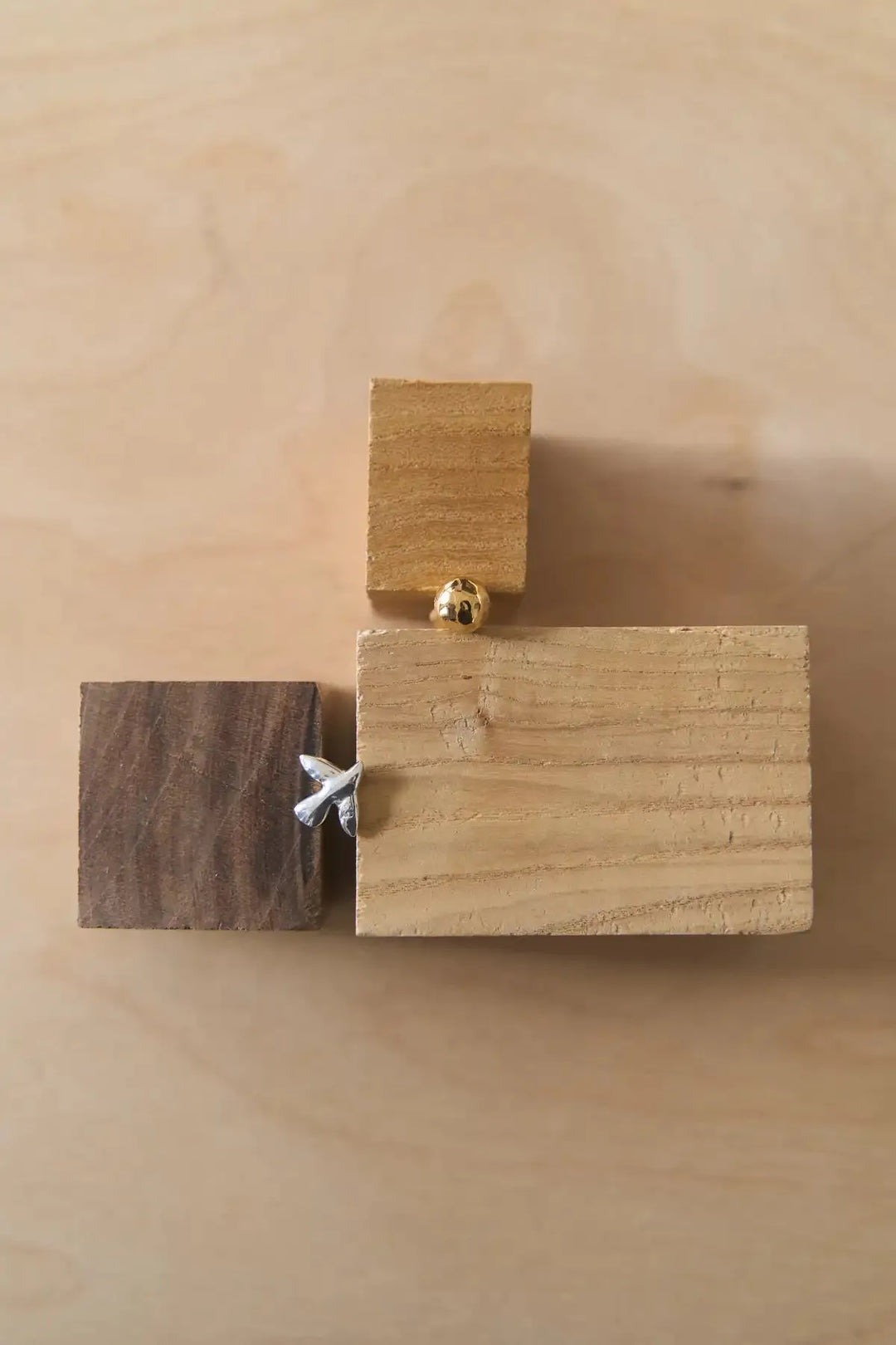 Era Earrings with Silver Bird and Gold-Plated Silver Ball