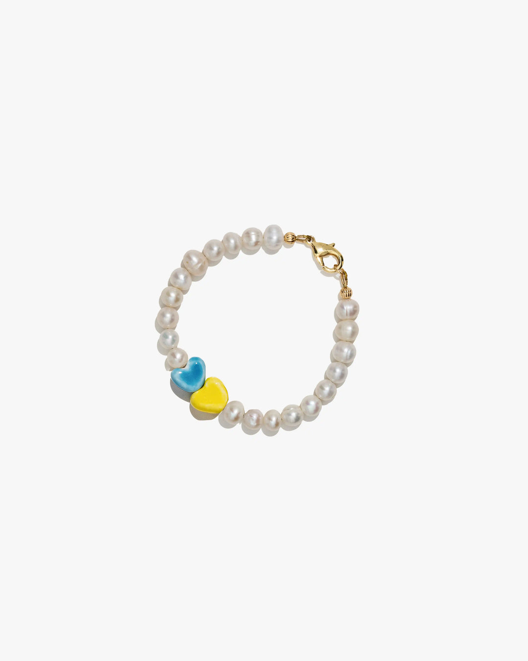 Bracelet FREEDOM avec cœur jaune et cœur bleu ciel