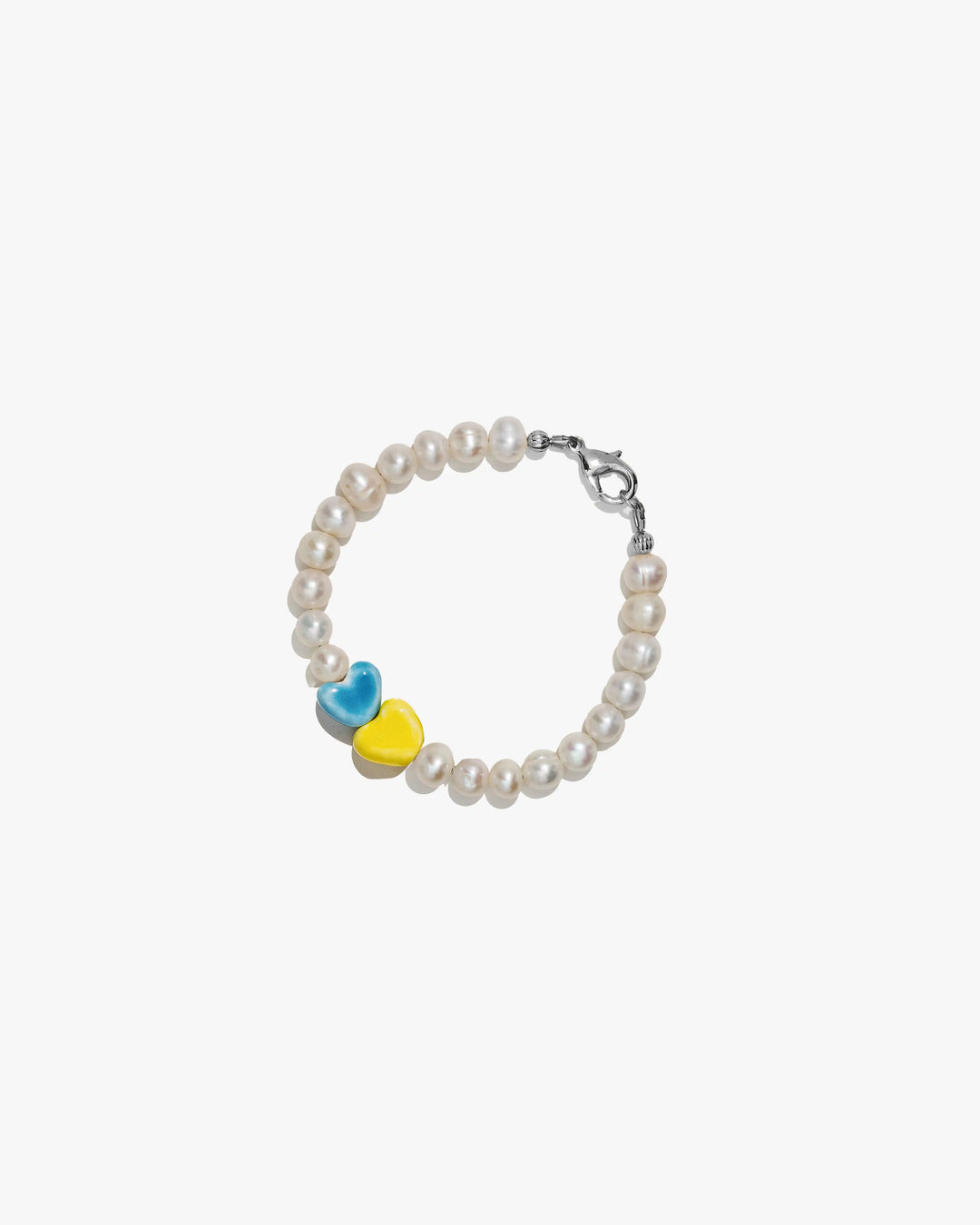 Bracelet FREEDOM avec cœur jaune et cœur bleu ciel