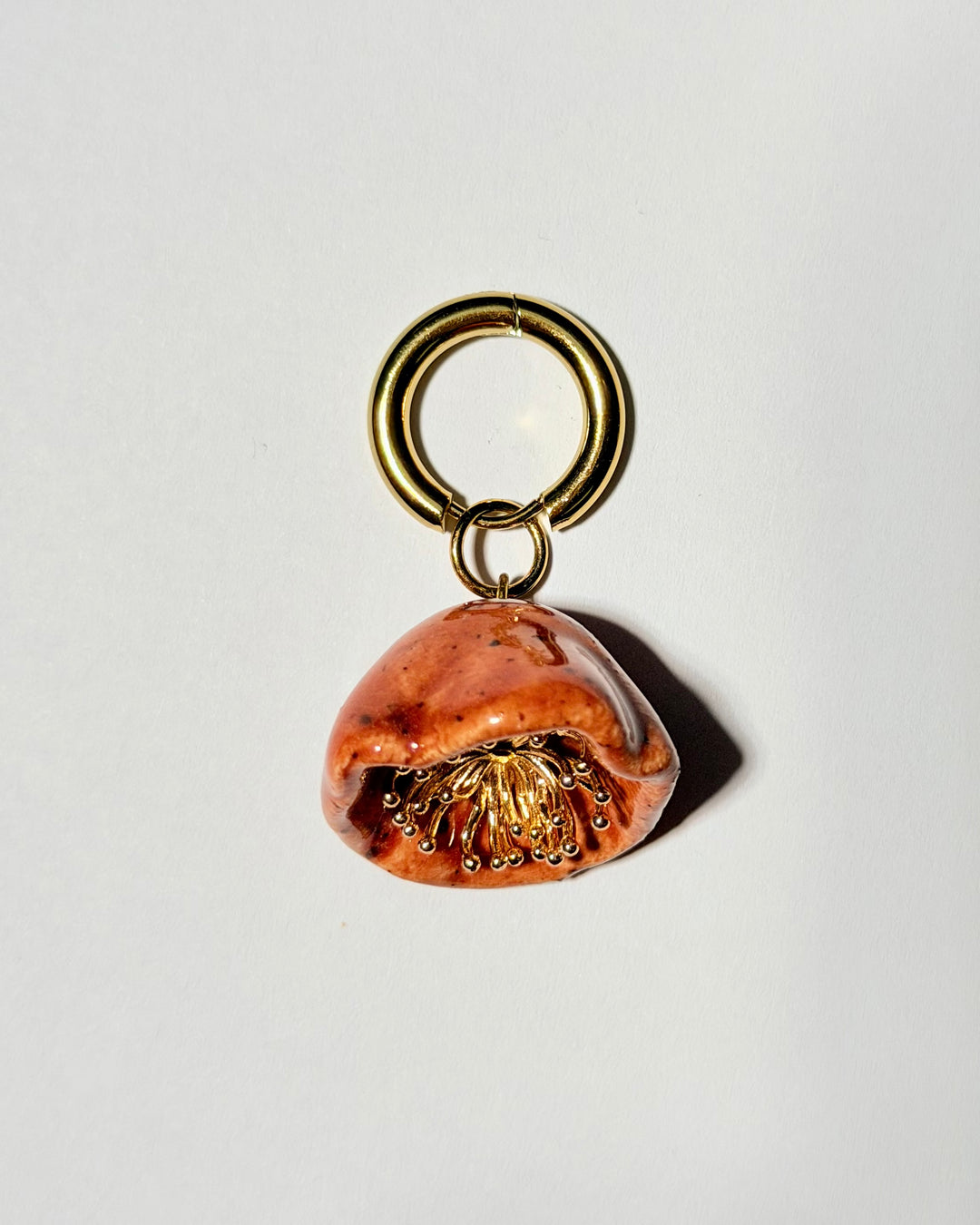 Single earring POLYSK porcelain RED poppy (BF)
