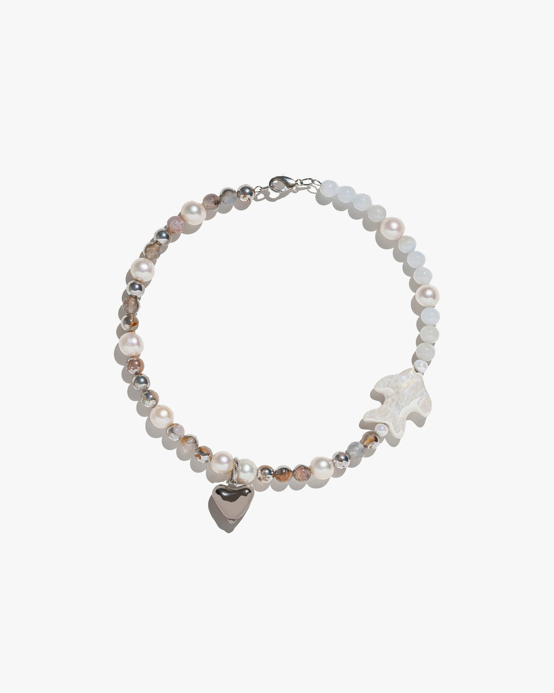 Кольє KHVYLI з агатом, перлинами, рибою та серцем