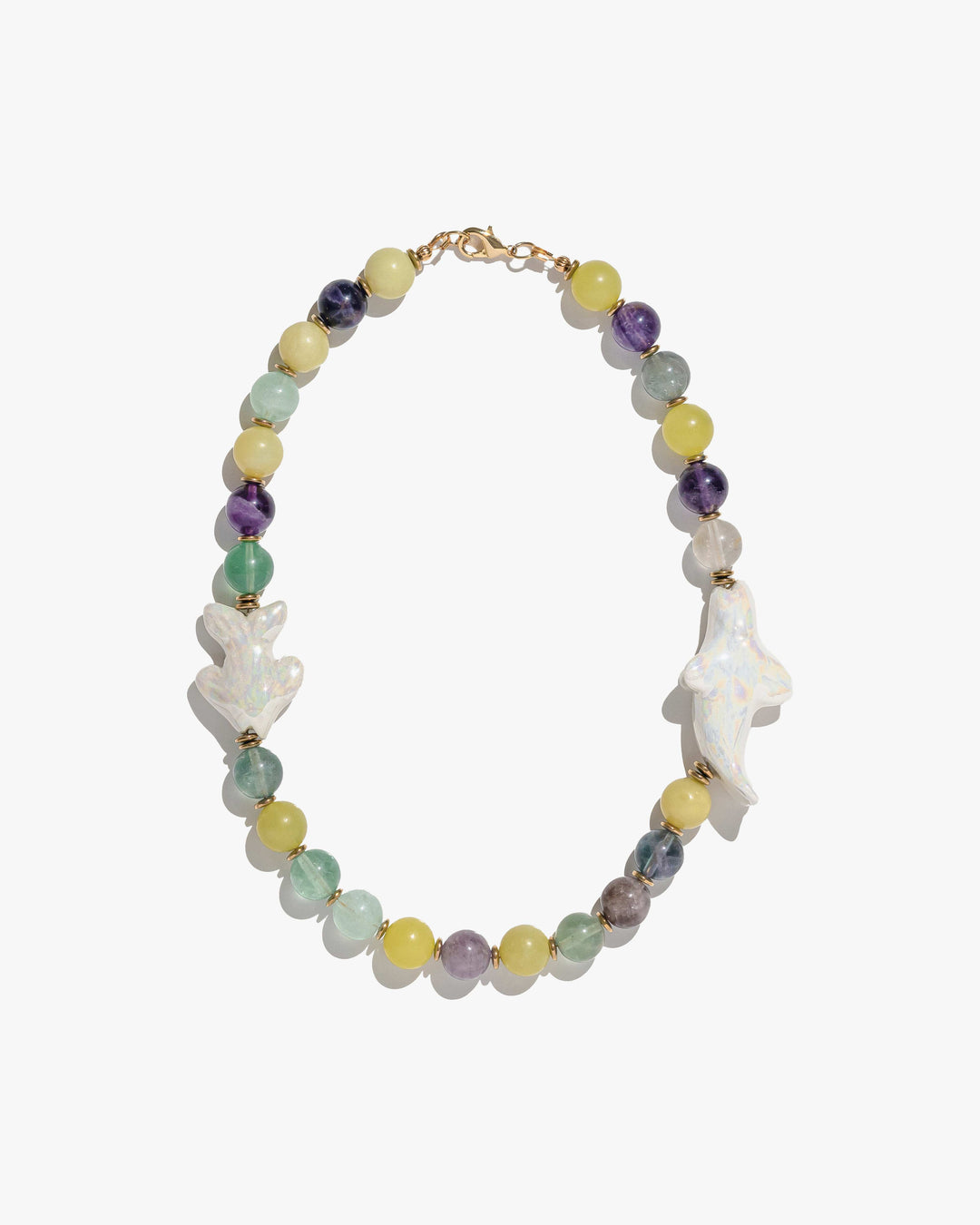 Кольє KHVYLI з кольоровими мінералами та двома рибами