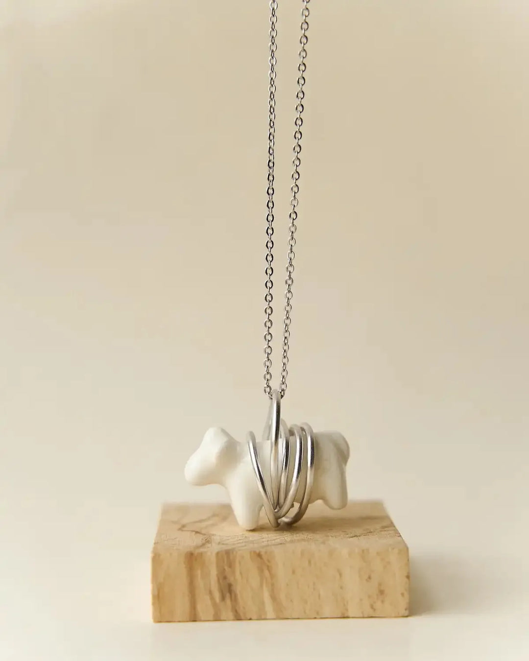 Liuli Cow Pendant with Metal Frame