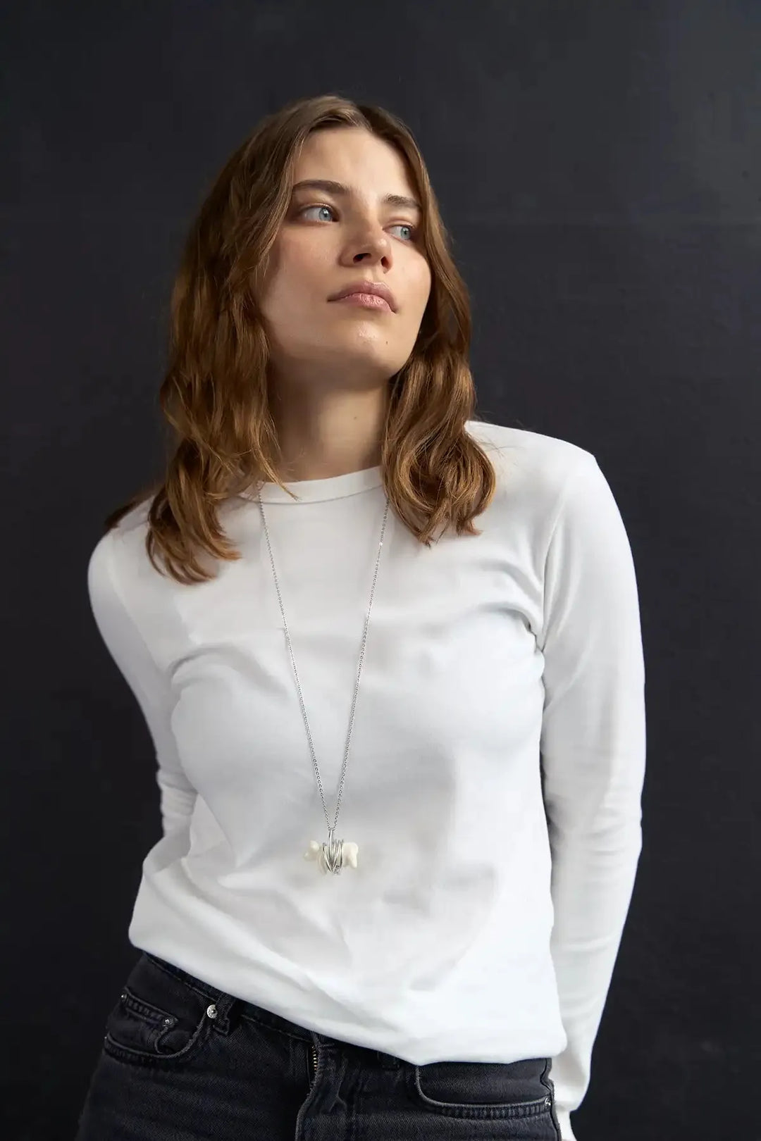 Liuli Cow Pendant with Metal Frame