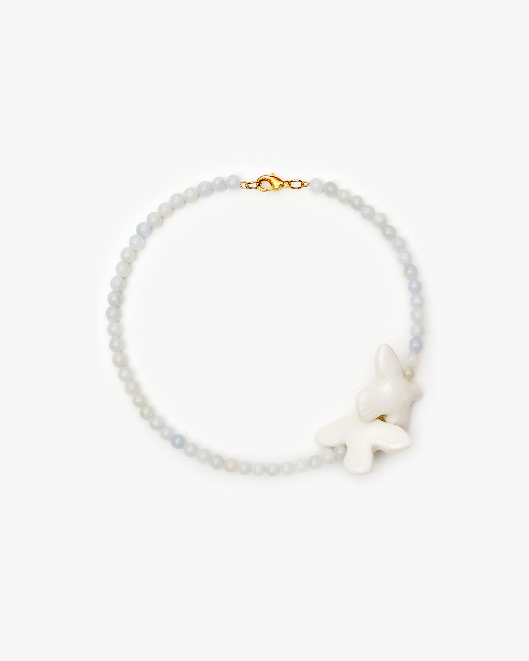 Кольє MYRNI з блакитним кварцем та двома пташками