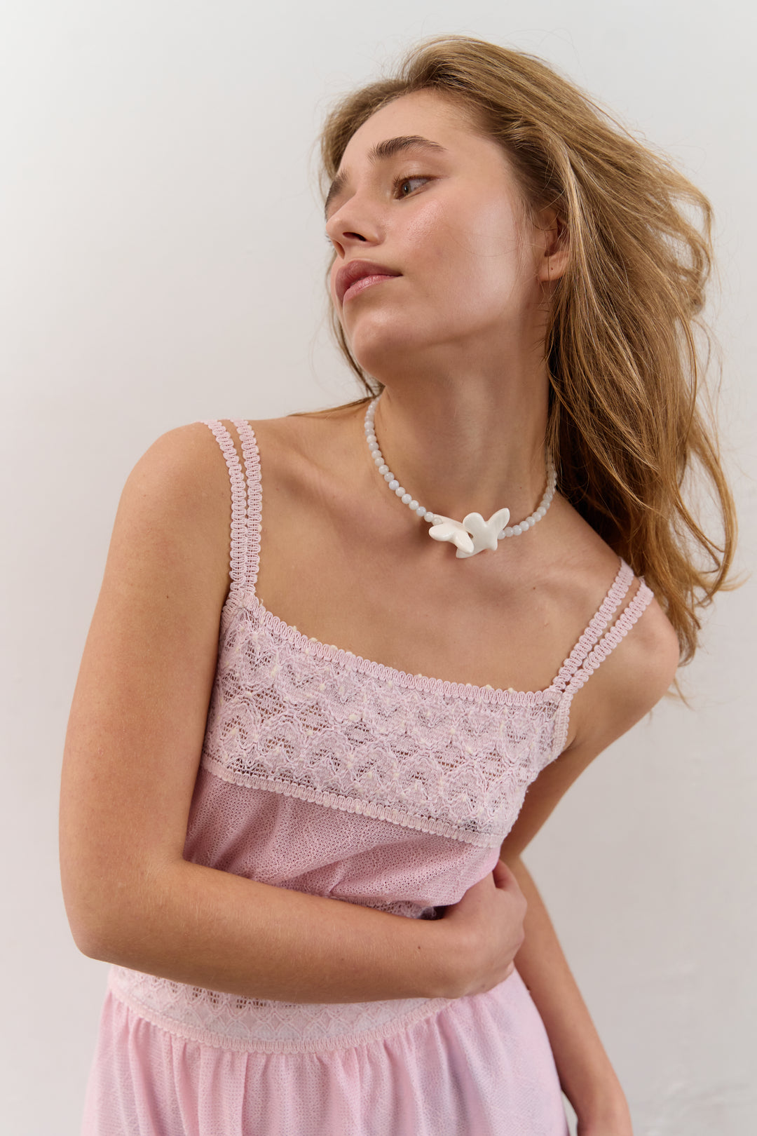 Кольє MYRNI з блакитним кварцем та двома пташками