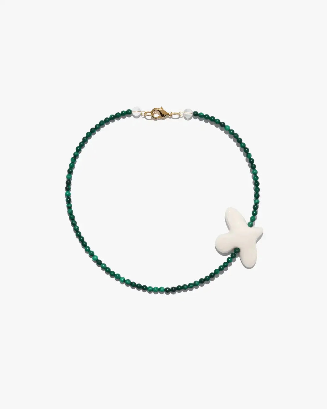 Кольє MYRNI з дрібним малахітом та пташкою