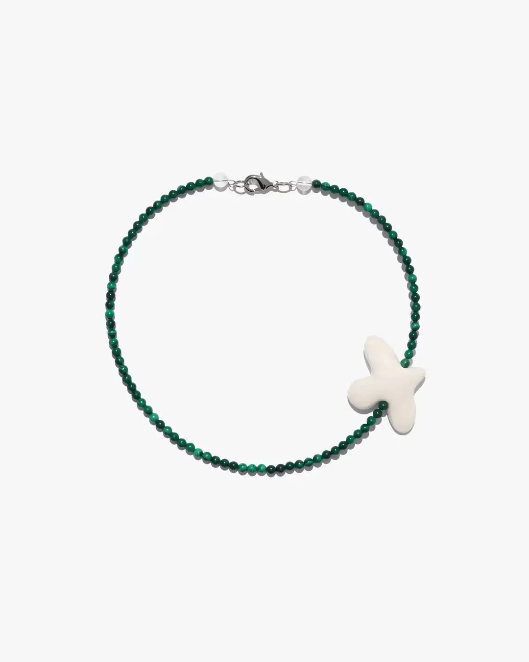 Кольє MYRNI з дрібним малахітом та пташкою