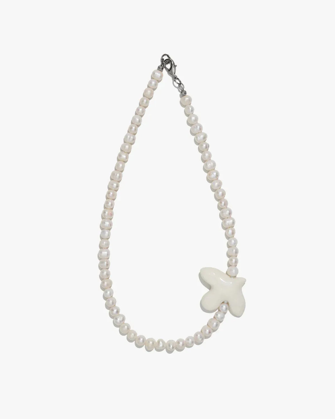 Кольє MYRNI з середніми перлинами та пташкою на мʼякій основі