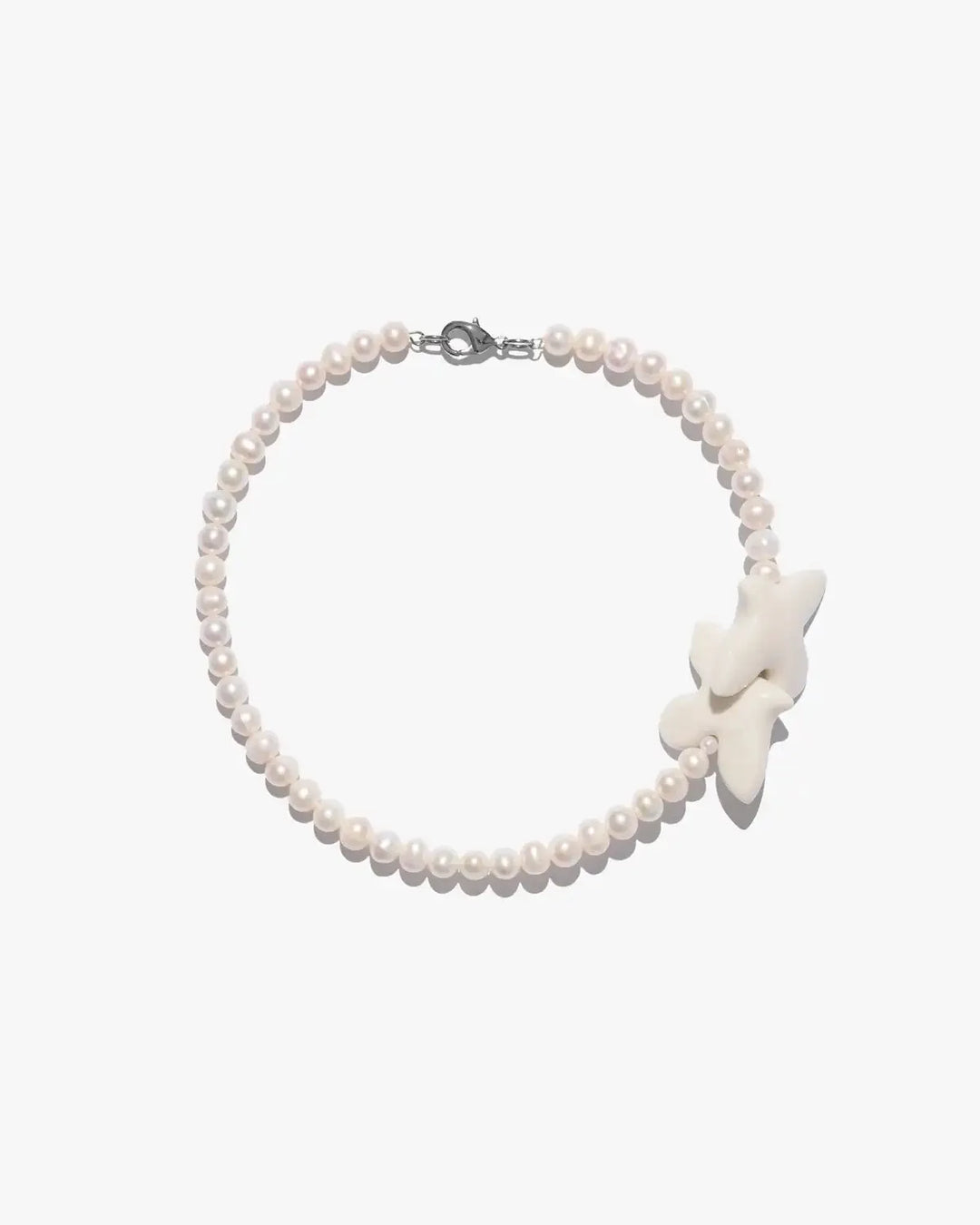 Кольє MYRNI з середніми перлинами та двома пташками