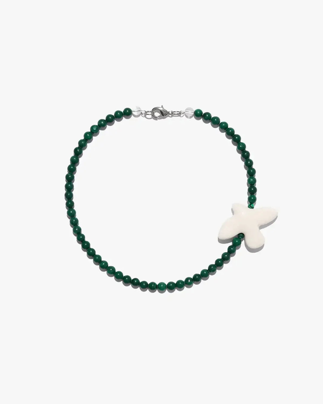 Кольє MYRNI з середнім малахітом та пташкою