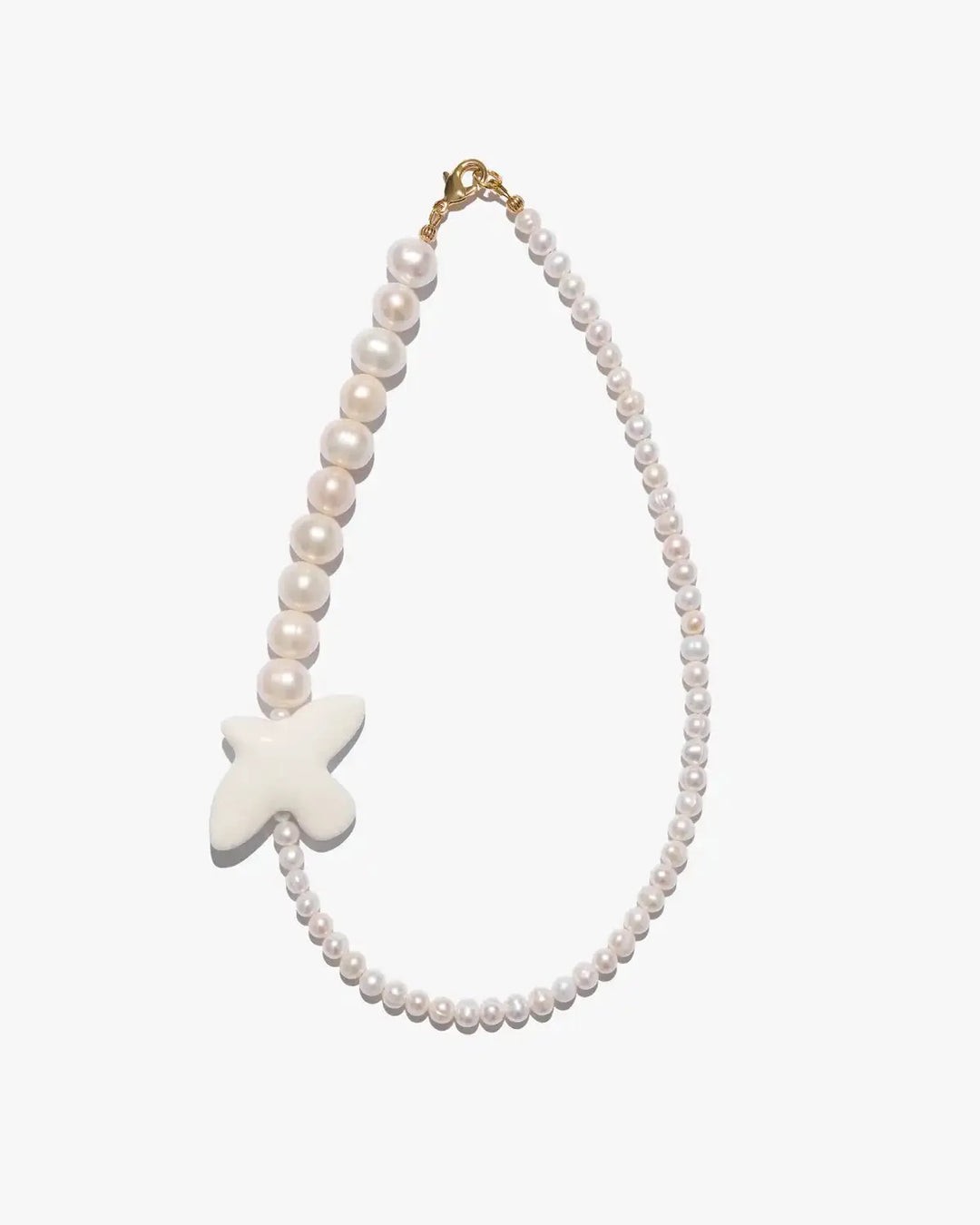 Кольє MYRNI з двома видами перлин та пташкою на мʼякій основі