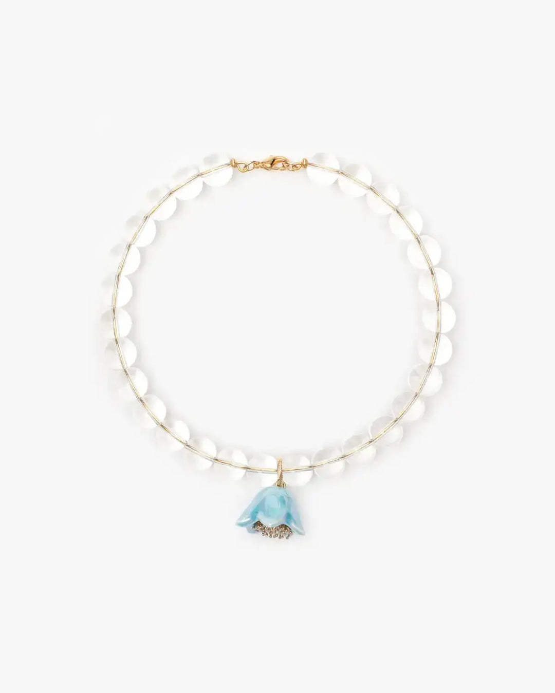 Polysk Necklace with Crystal and Sky Blue Bellflower