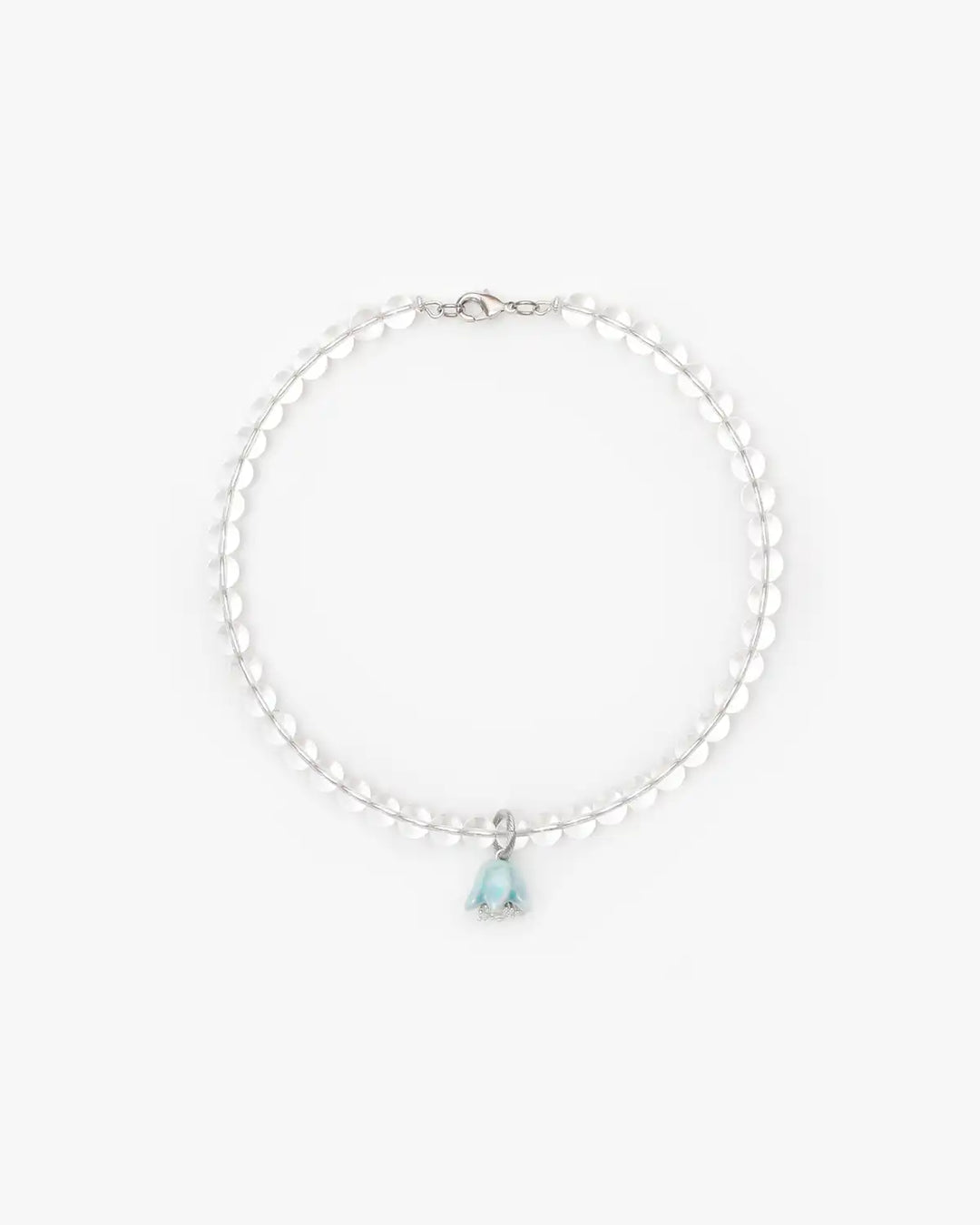 Polysk Necklace with Crystal and Small Sky Blue Bellflower