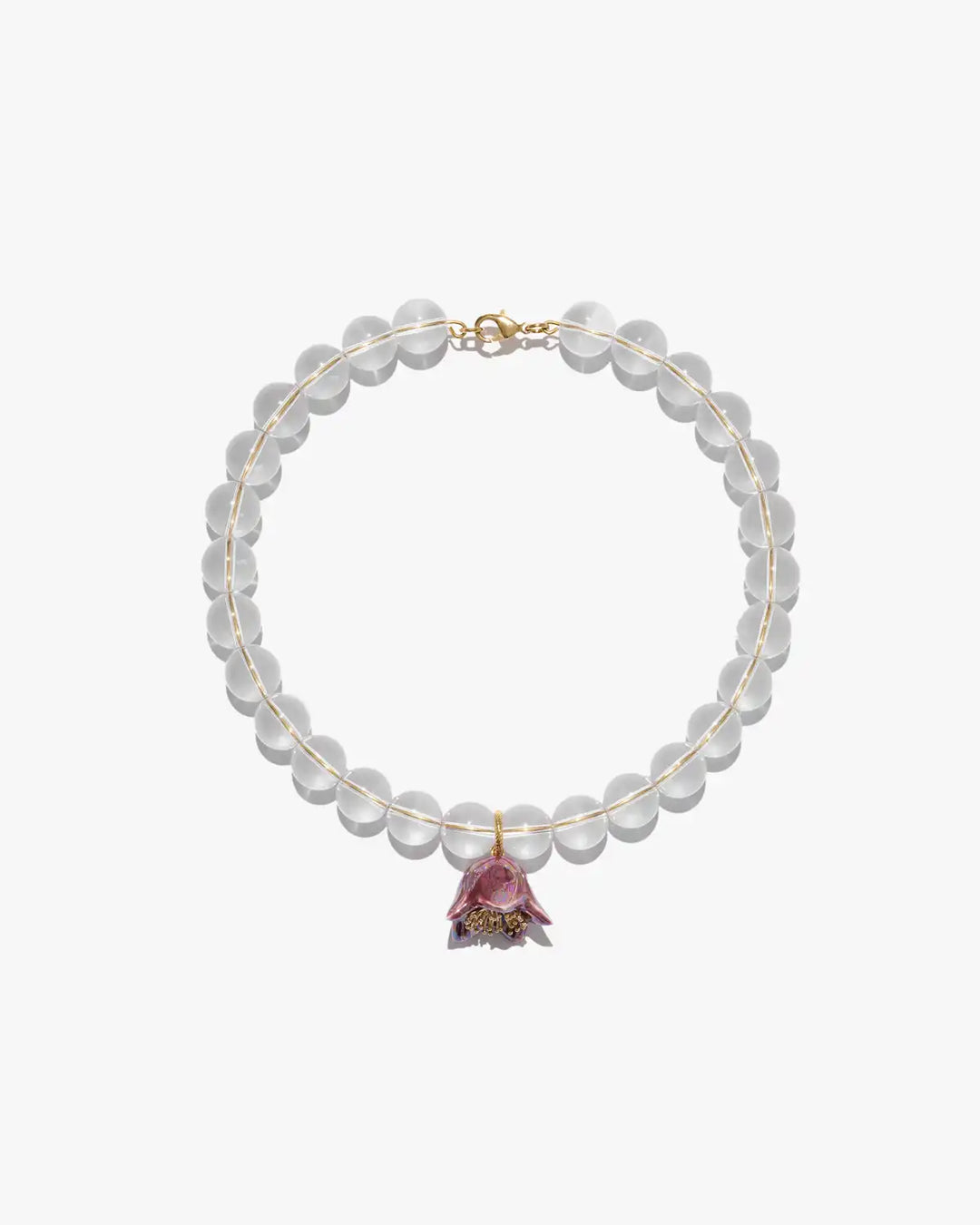 Collier POLYSK avec cristal et grande campanule bordeaux