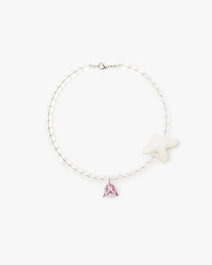 Polysk Necklace with Crystal, Bird and Lilac Bellflower