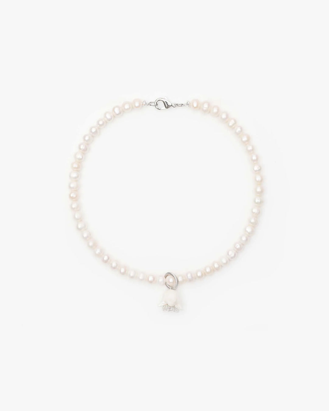 Кольє POLYSK з середніми перлинами та білим малим дзвоном