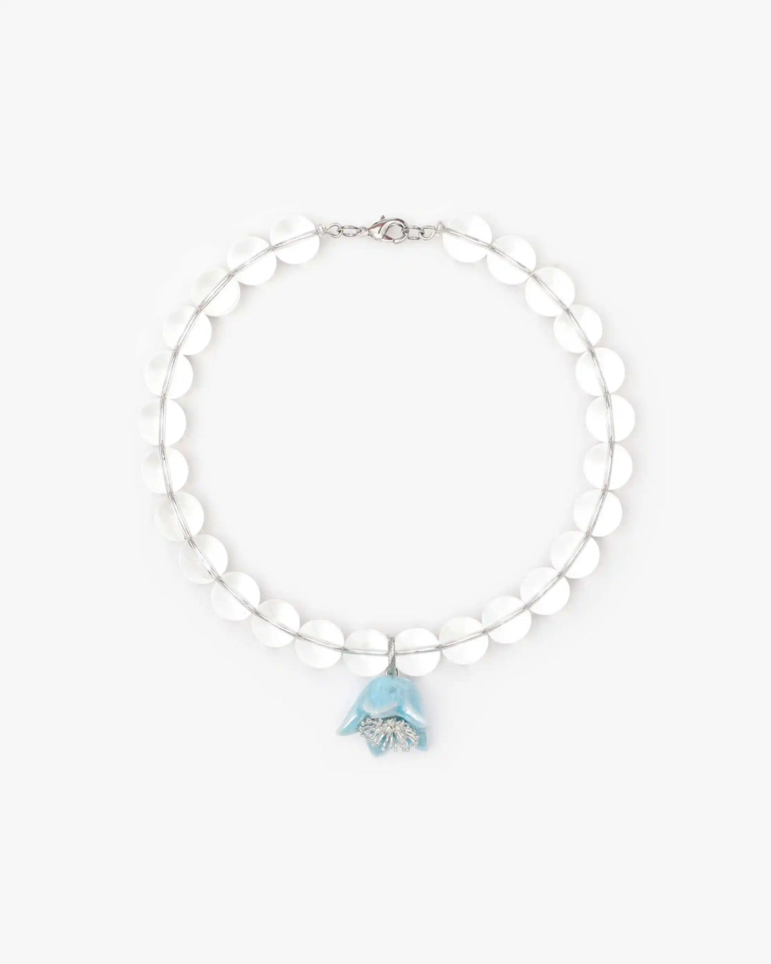 Polysk Necklace with Crystal and Sky Blue Bellflower
