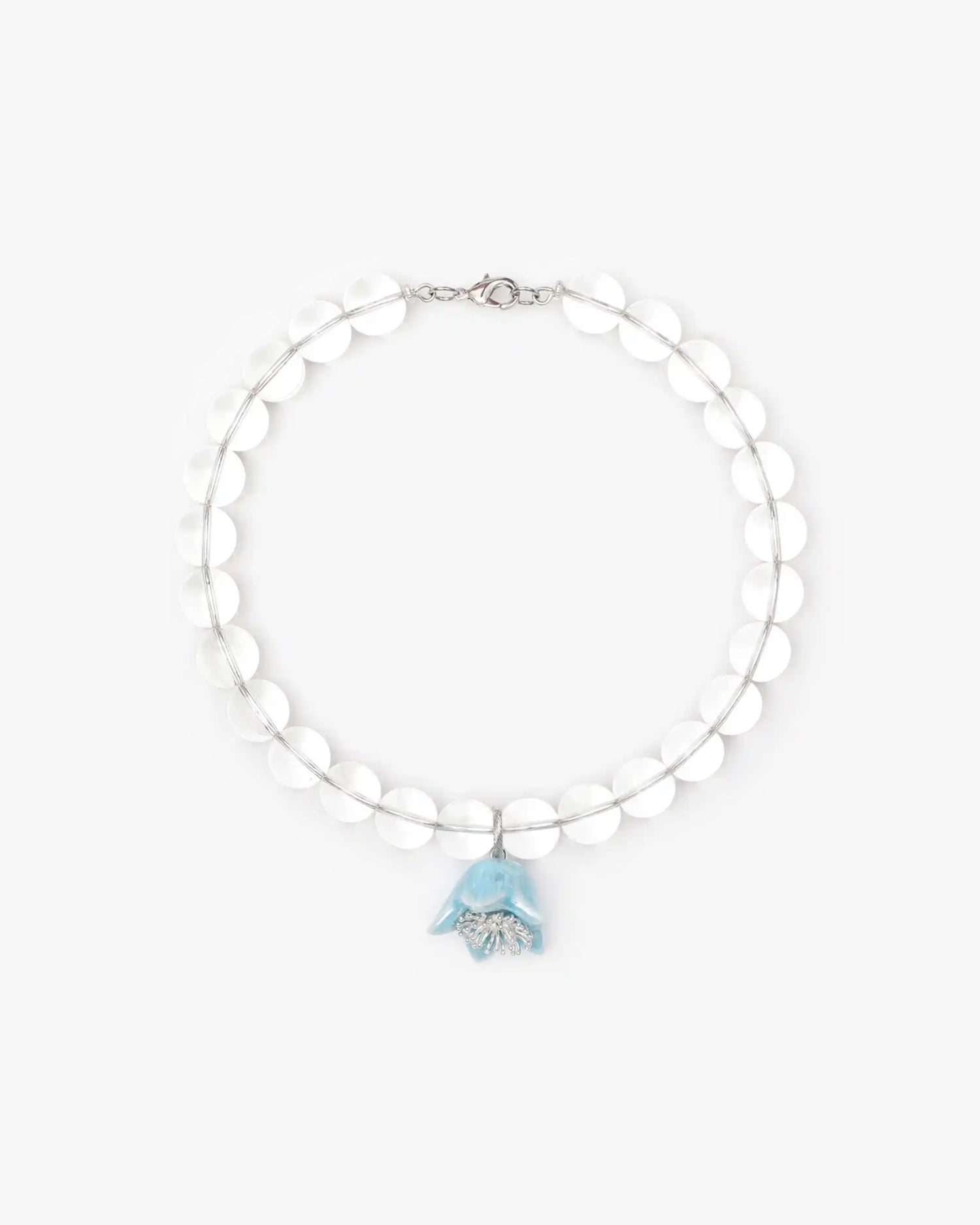Polysk Necklace with Crystal and Sky Blue Bellflower