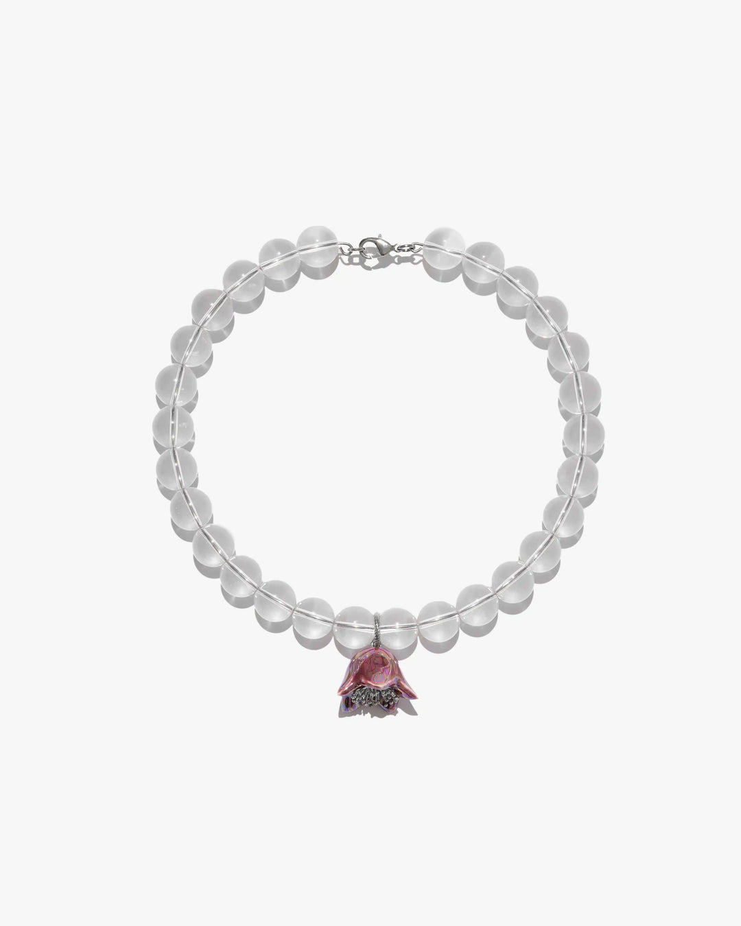 Collier POLYSK avec cristal et grande campanule bordeaux